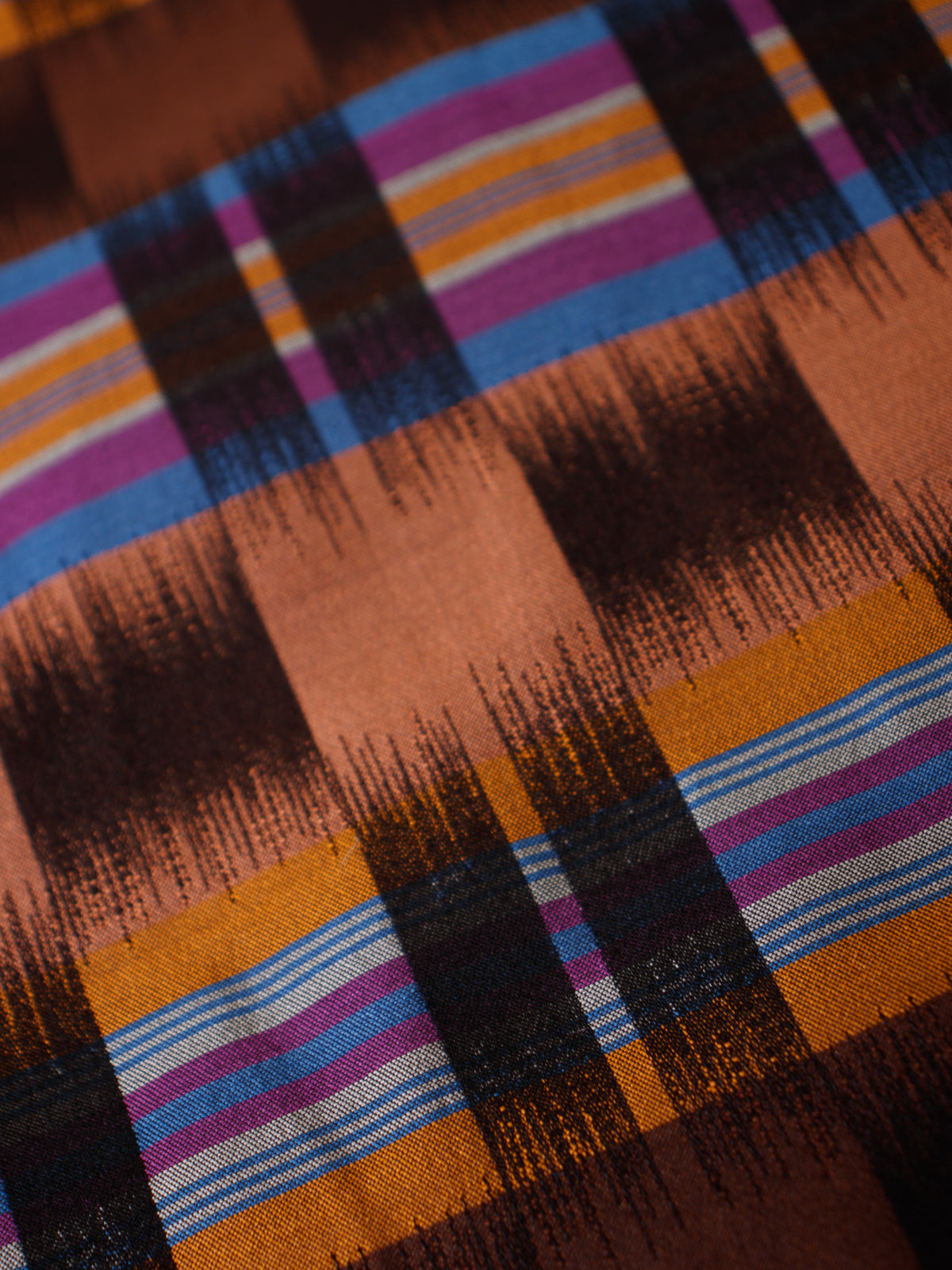 1980s Escada Silk Ikat Check Blouse