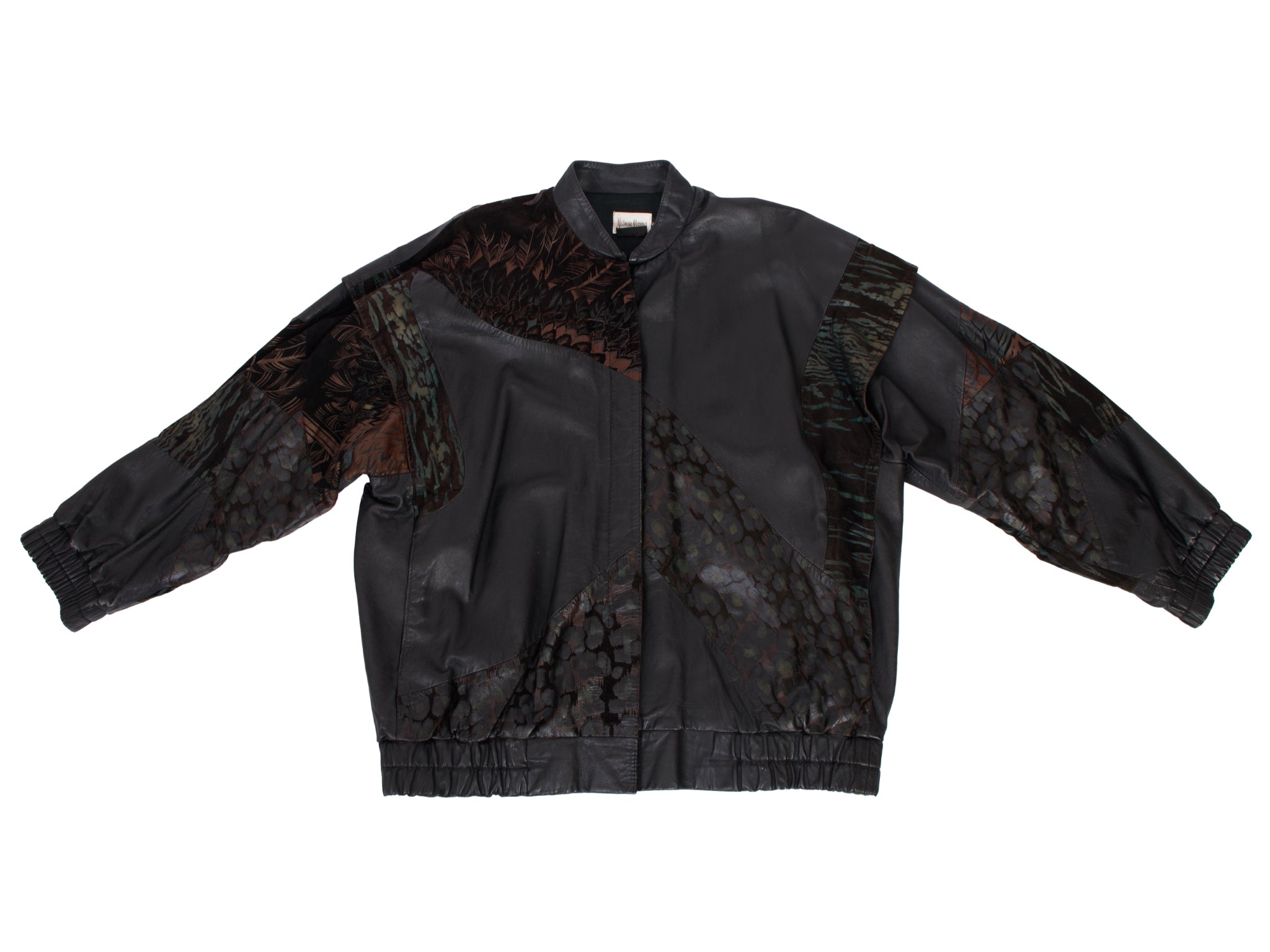 1980's Neiman Marcus Leather Patchwork Painted Souvenir Jacket