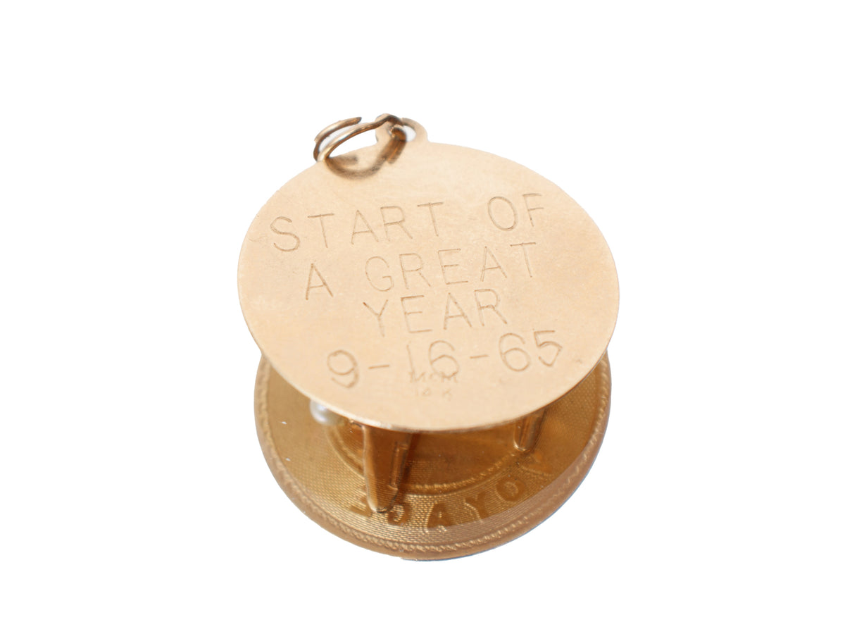 14K Gold & Seed Pearl "Bon Voyage" Charm