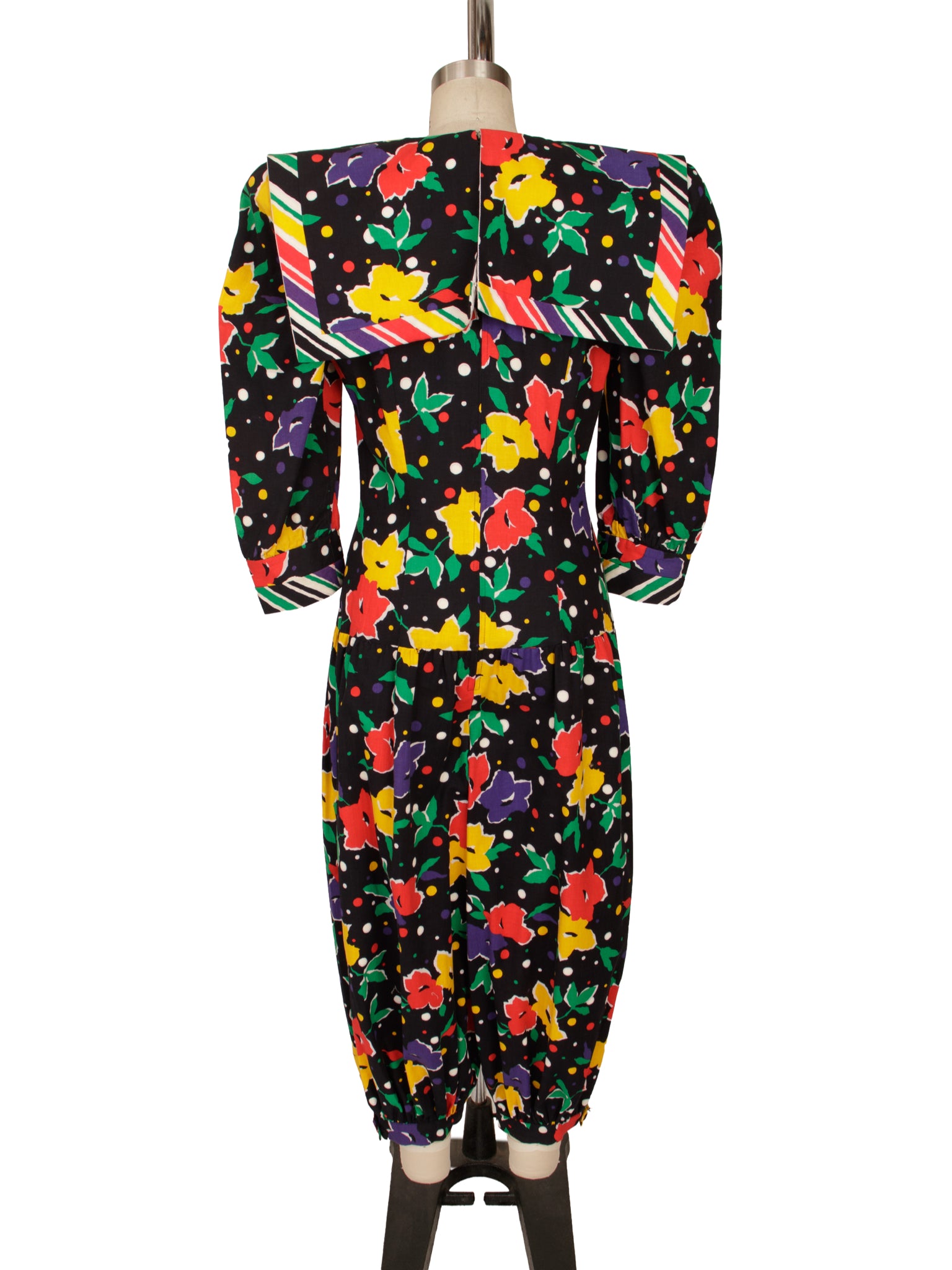 1980s Sailor Collar Floral Jumpsuit