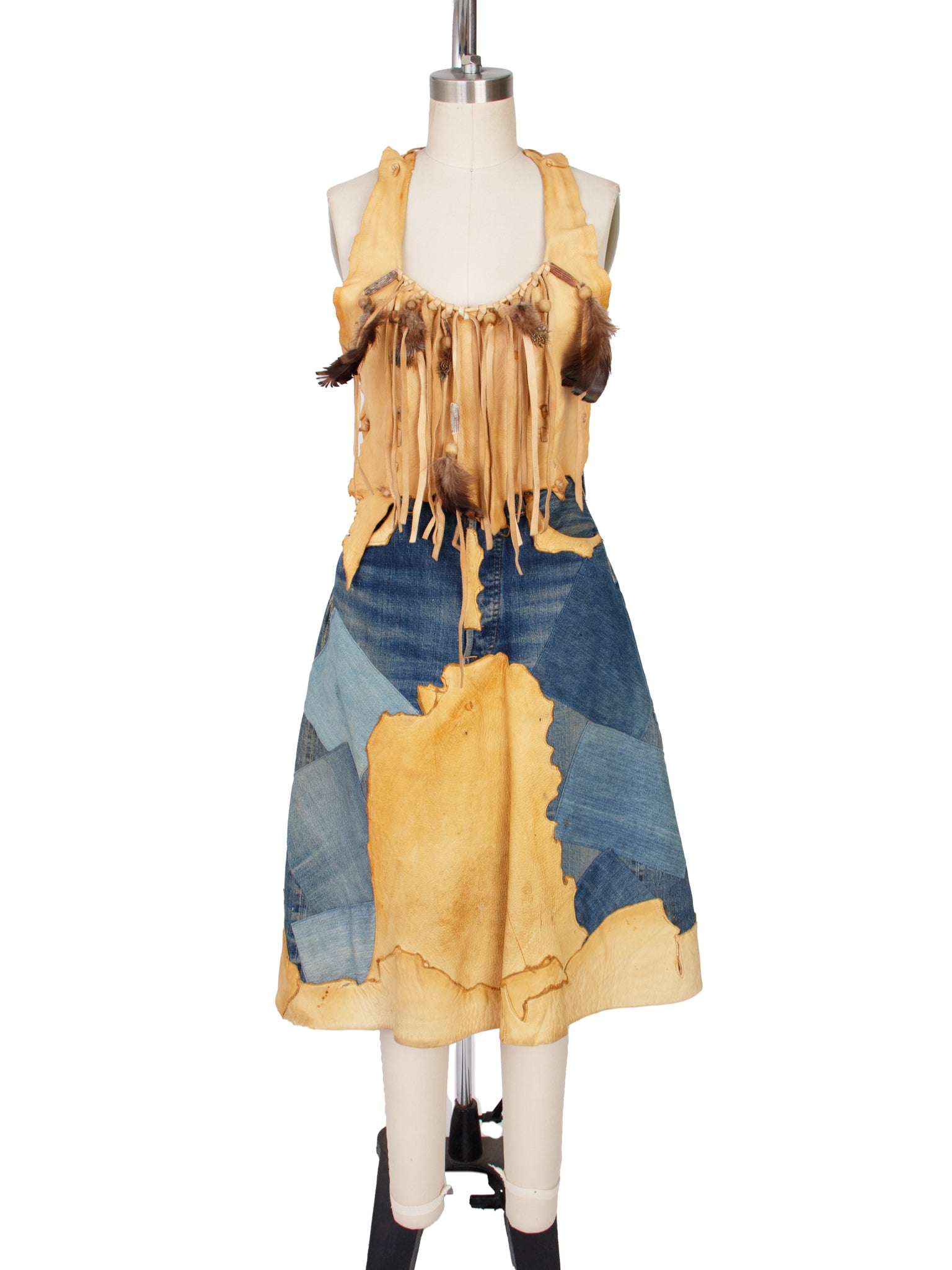 The Hidery Denim & Doe Skin Halter & Skirt Set