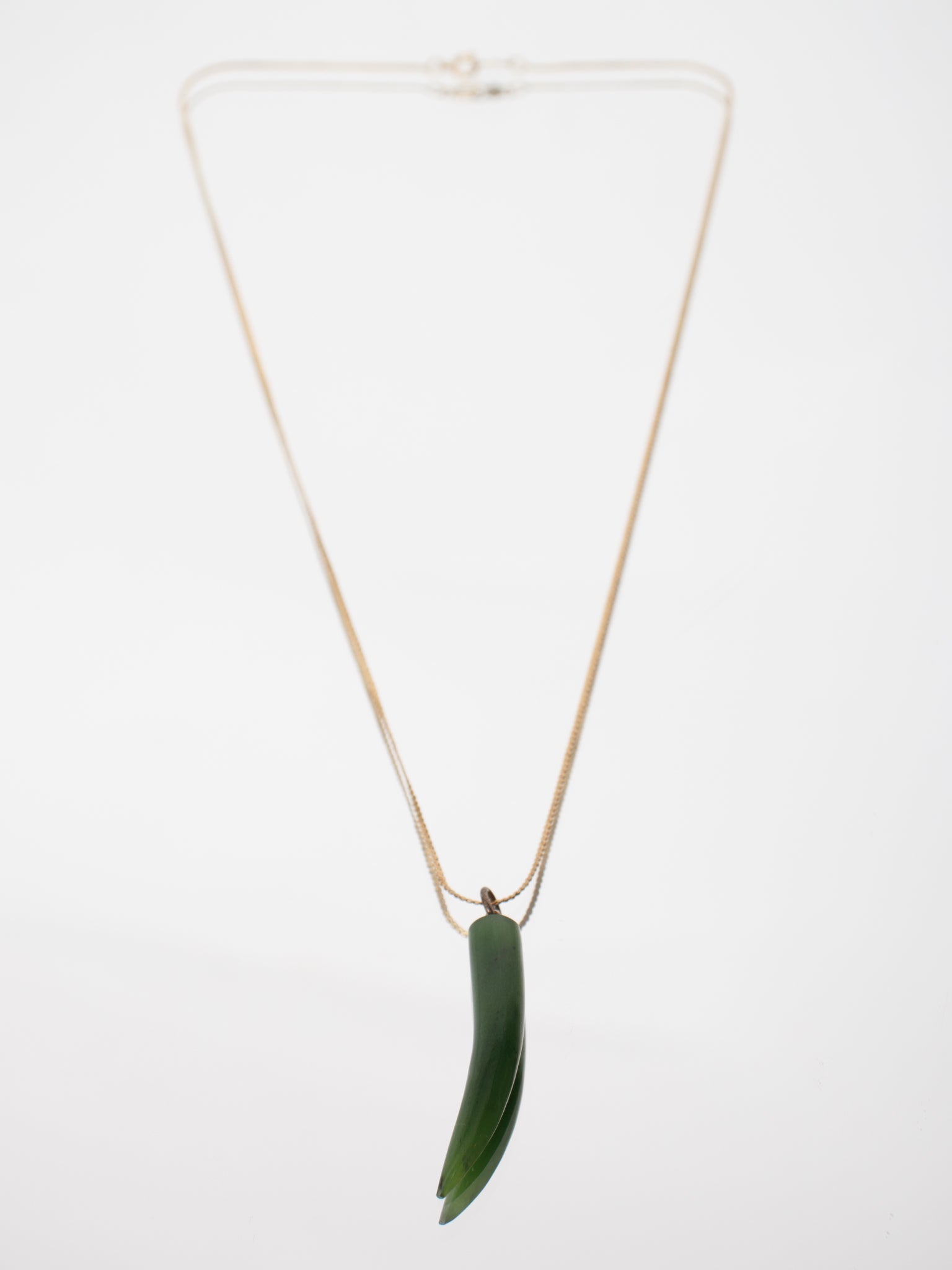 12K GF S-Chain & Jade Horn Necklace