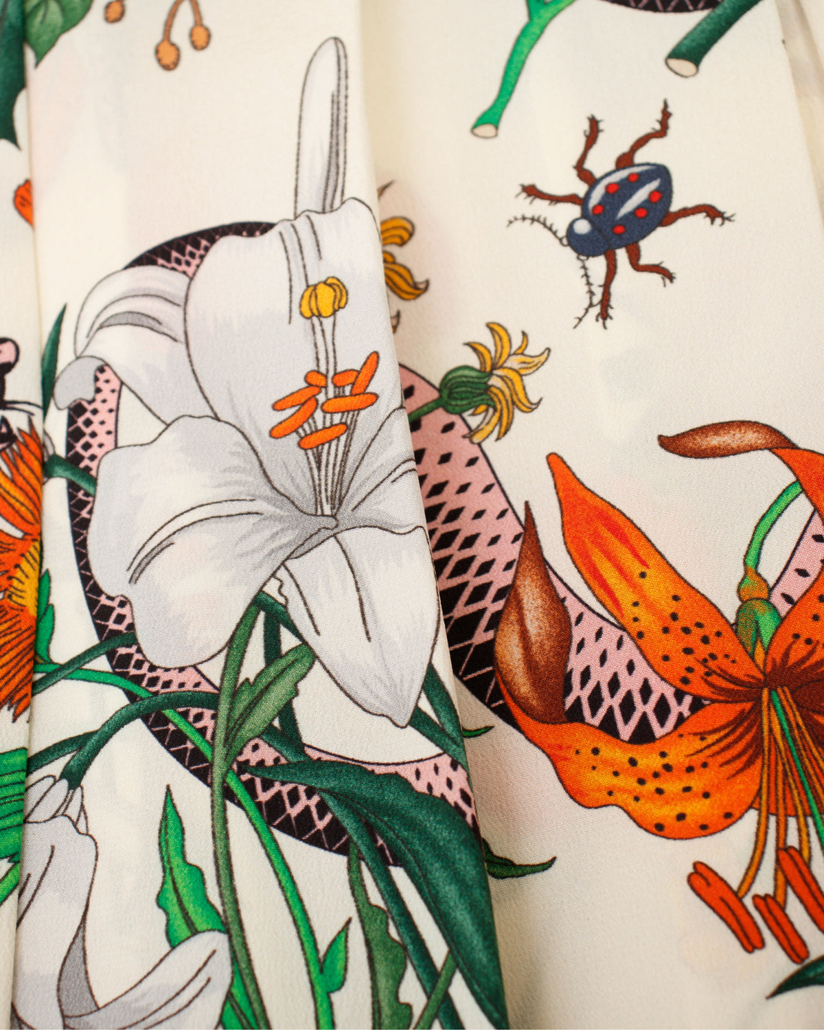 Gucci Silk Flora Snake Print Skirt