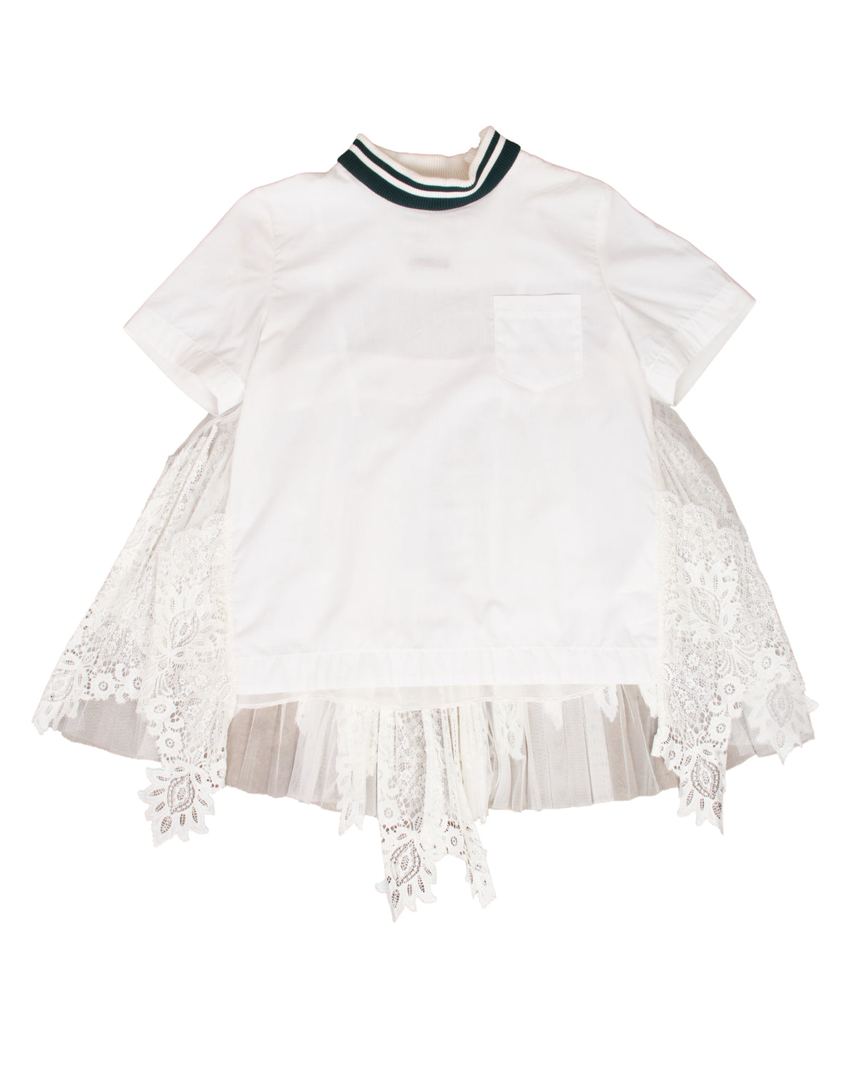 Sacai Tulle & Lace Panel Splice Top