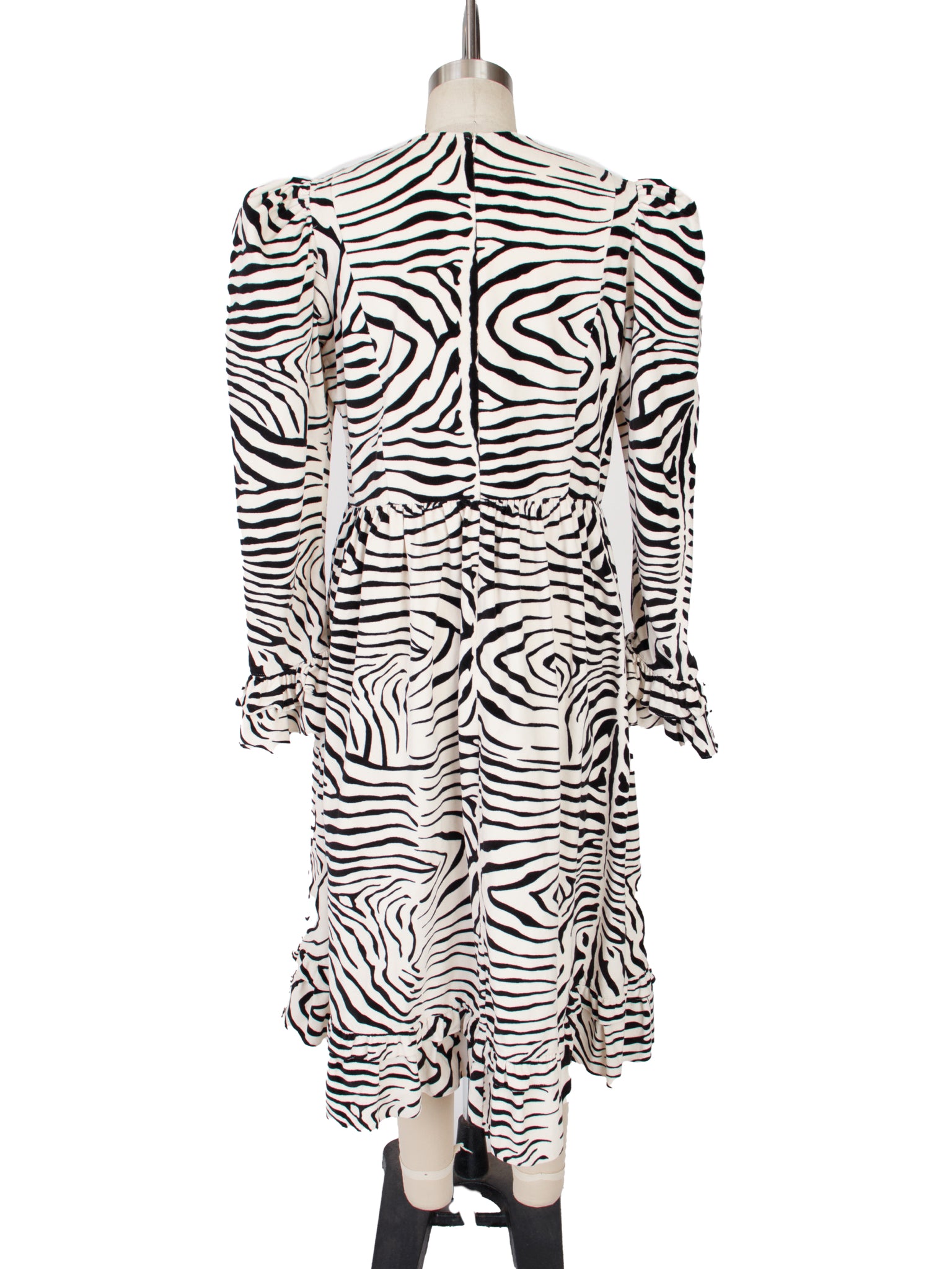 Batsheva Velvet Zebra Print Maxi Dress