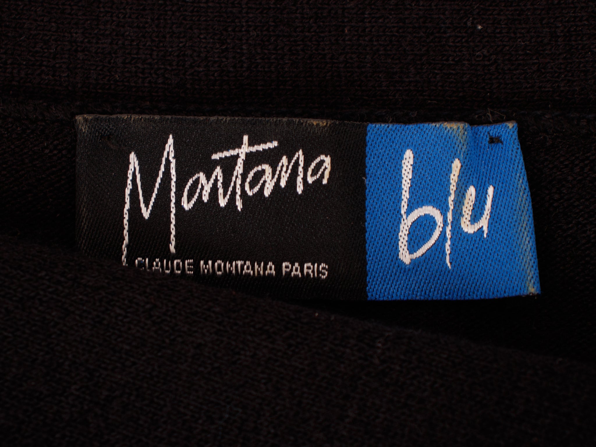 Claude Montana Blu Wool Rib Knit Embellished Top