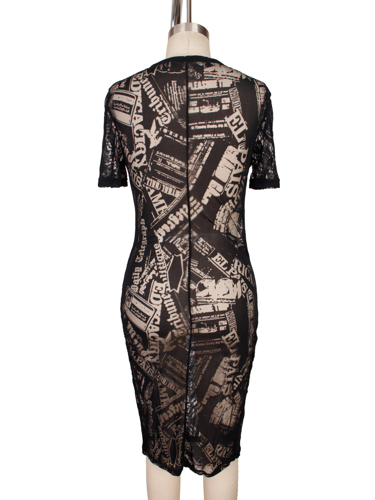 1990s Novelty Burnout Mesh Dress