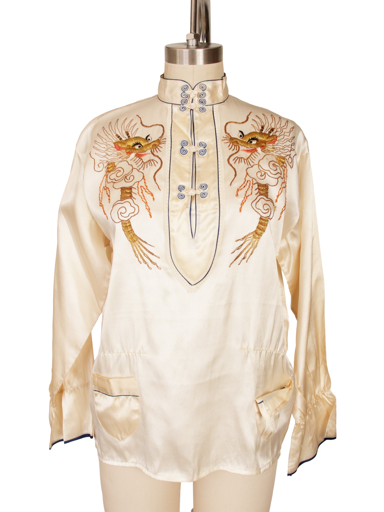 1940s Silk Dragon Embroidered Blouse