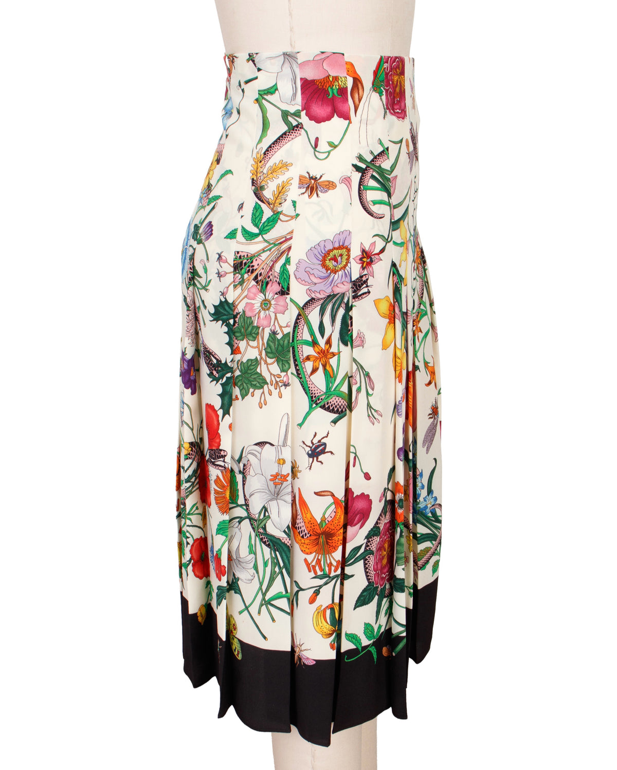 Gucci Silk Flora Snake Print Skirt