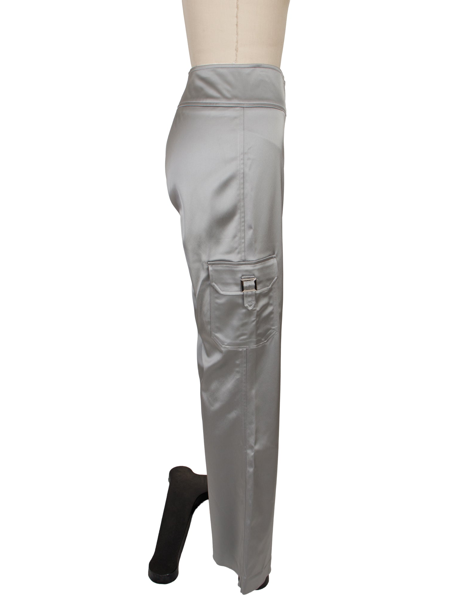 Cache Silver Satin Jacket & Pant Set