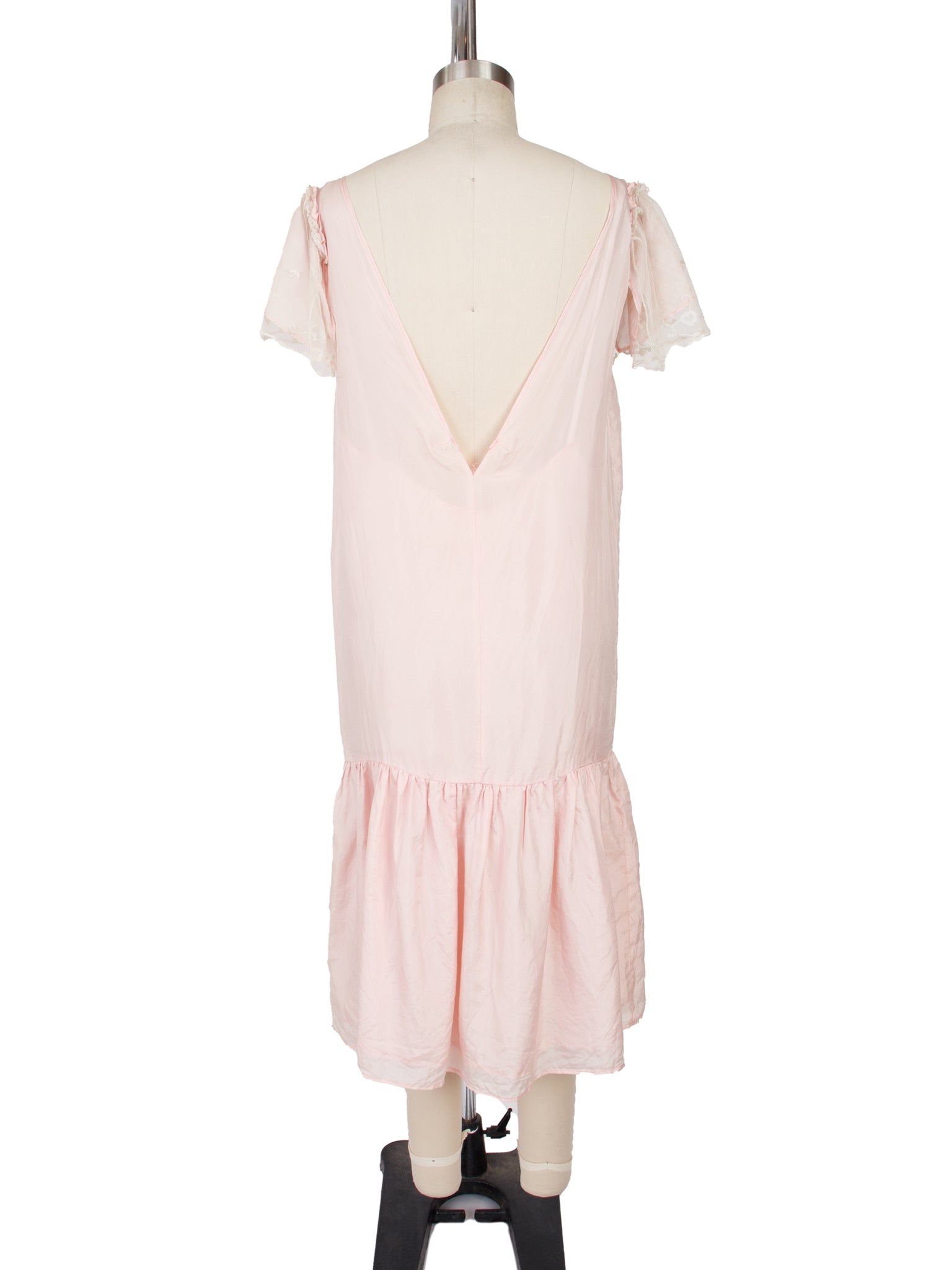 1930s Silk & Tulle Dropwaist Nightgown