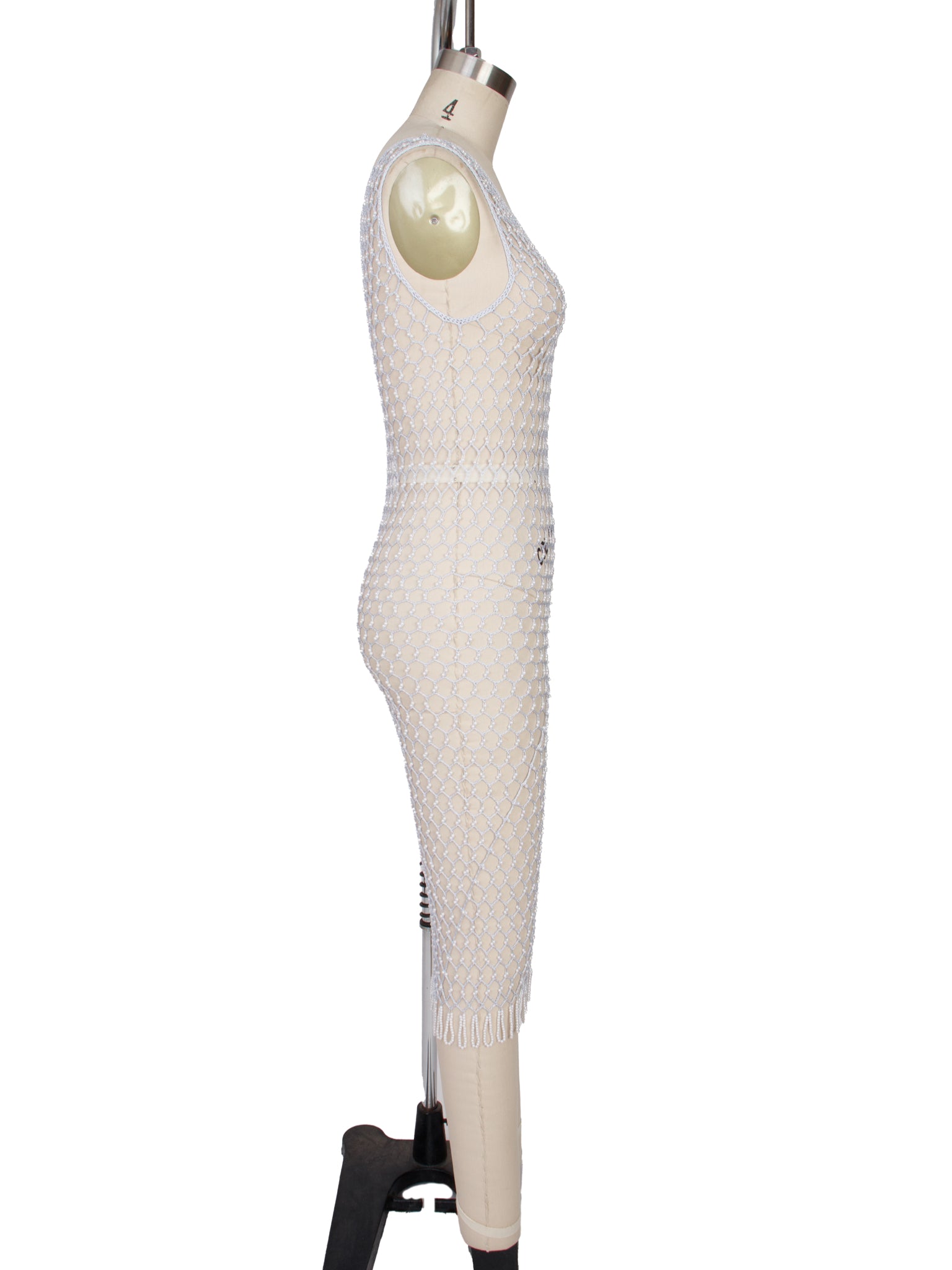 Elisabetta Rogiani Baby Blue Faux Pearl Crochet Dress