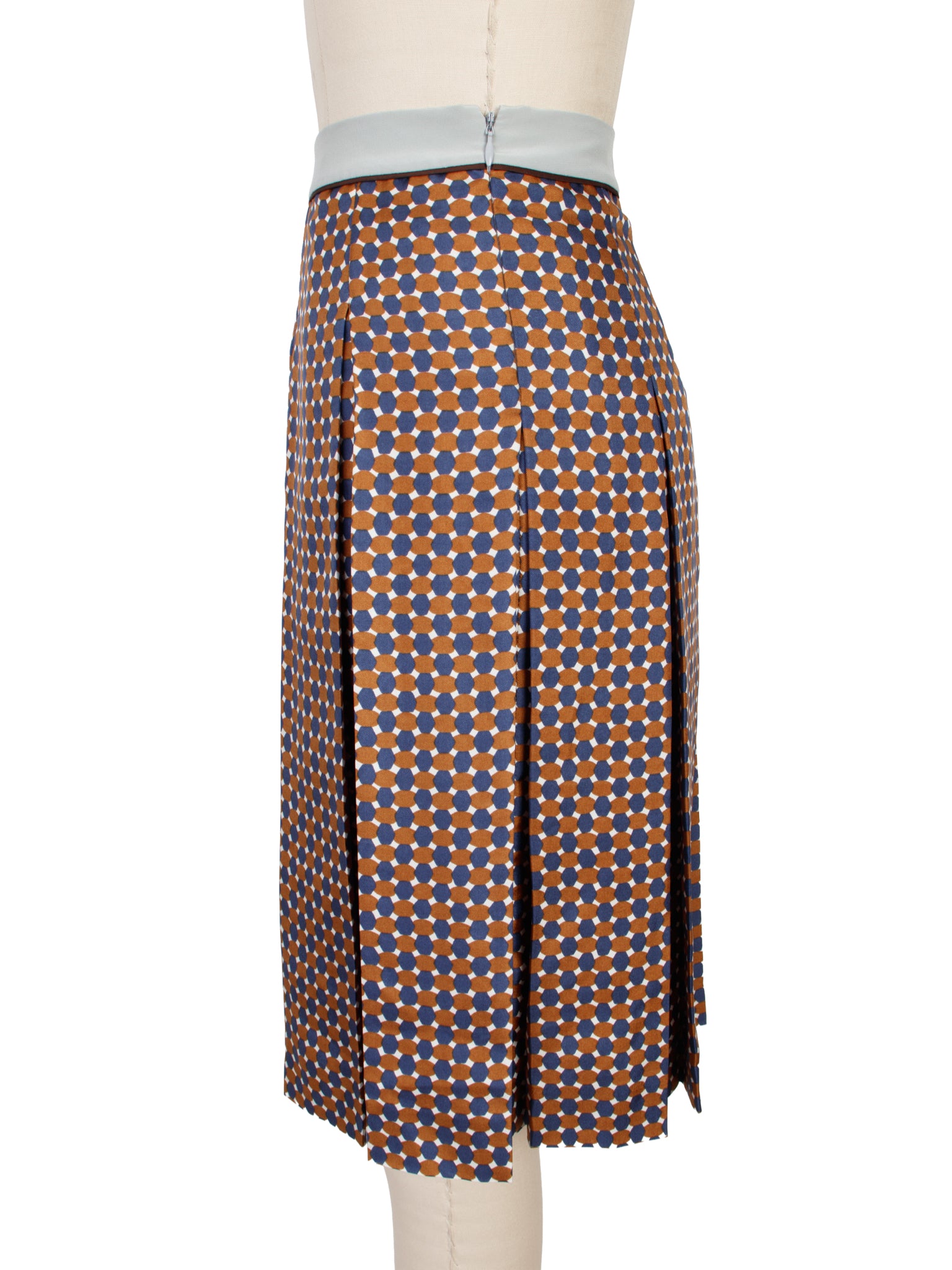 Prada Geometric Print Pleated Skirt