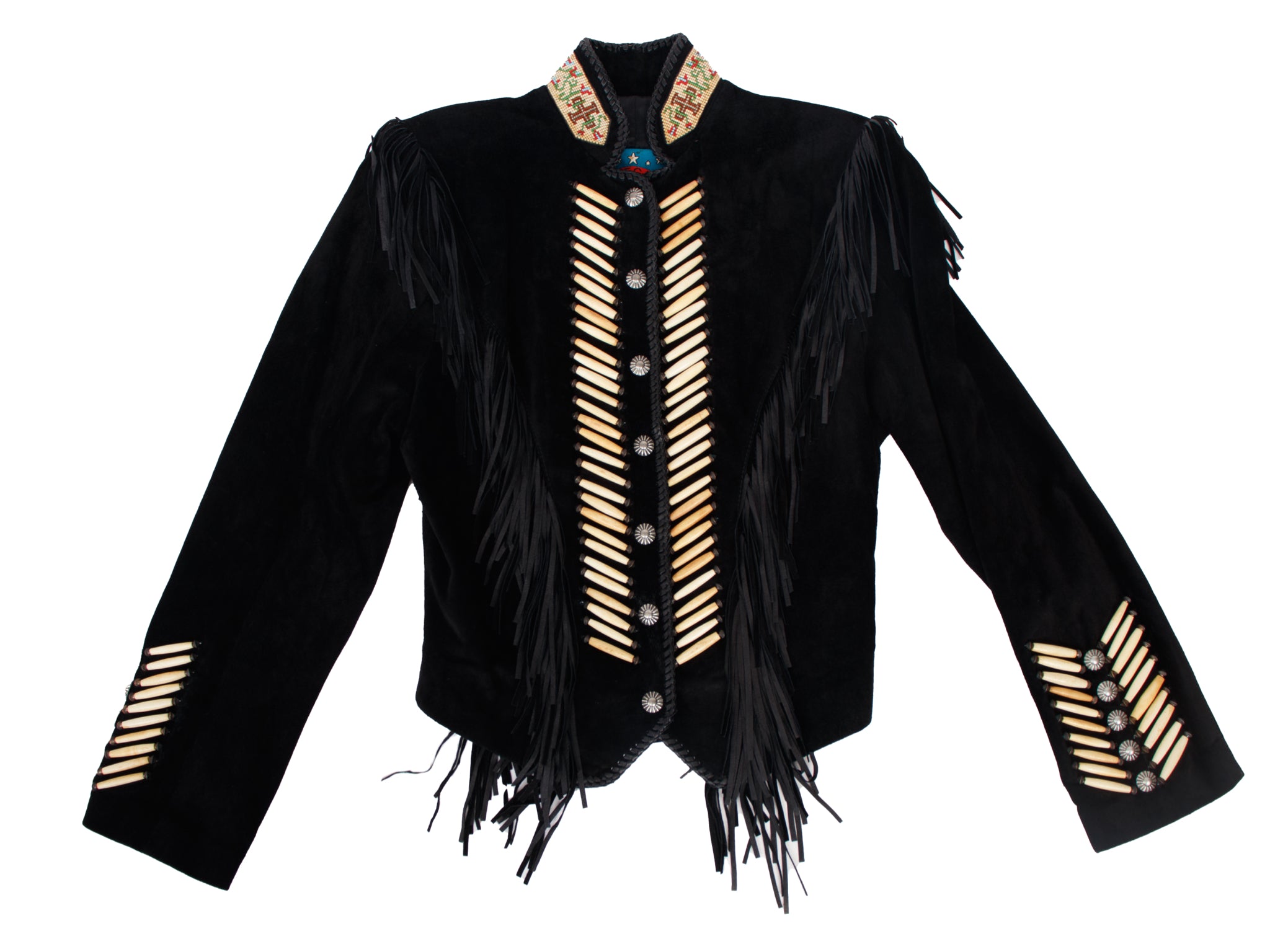 1980s Renegade by Ren Ellis Suede & Bone Beaded Jacket