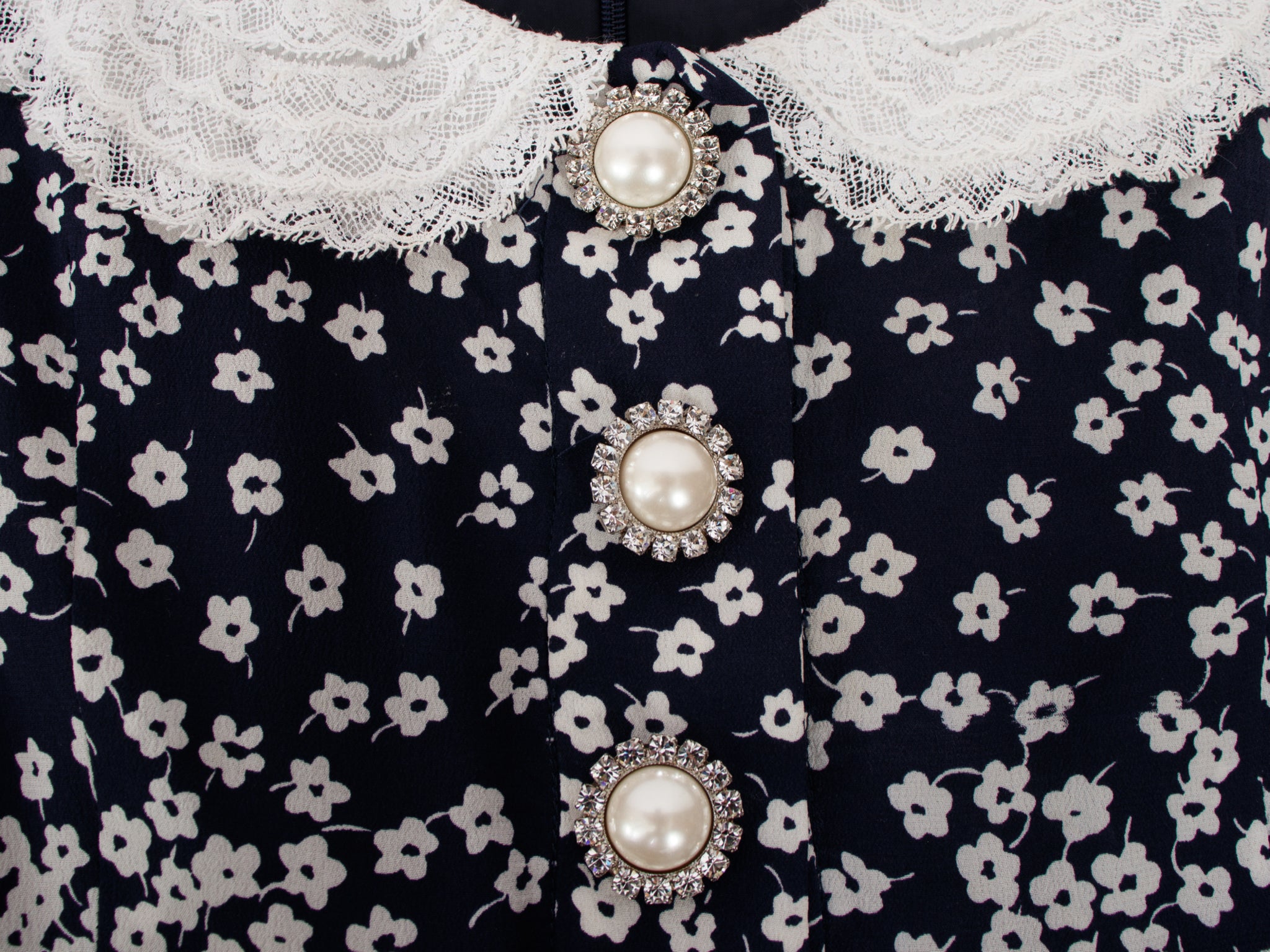 Alessandra Rich Silk & Lace Collar Mini Dress