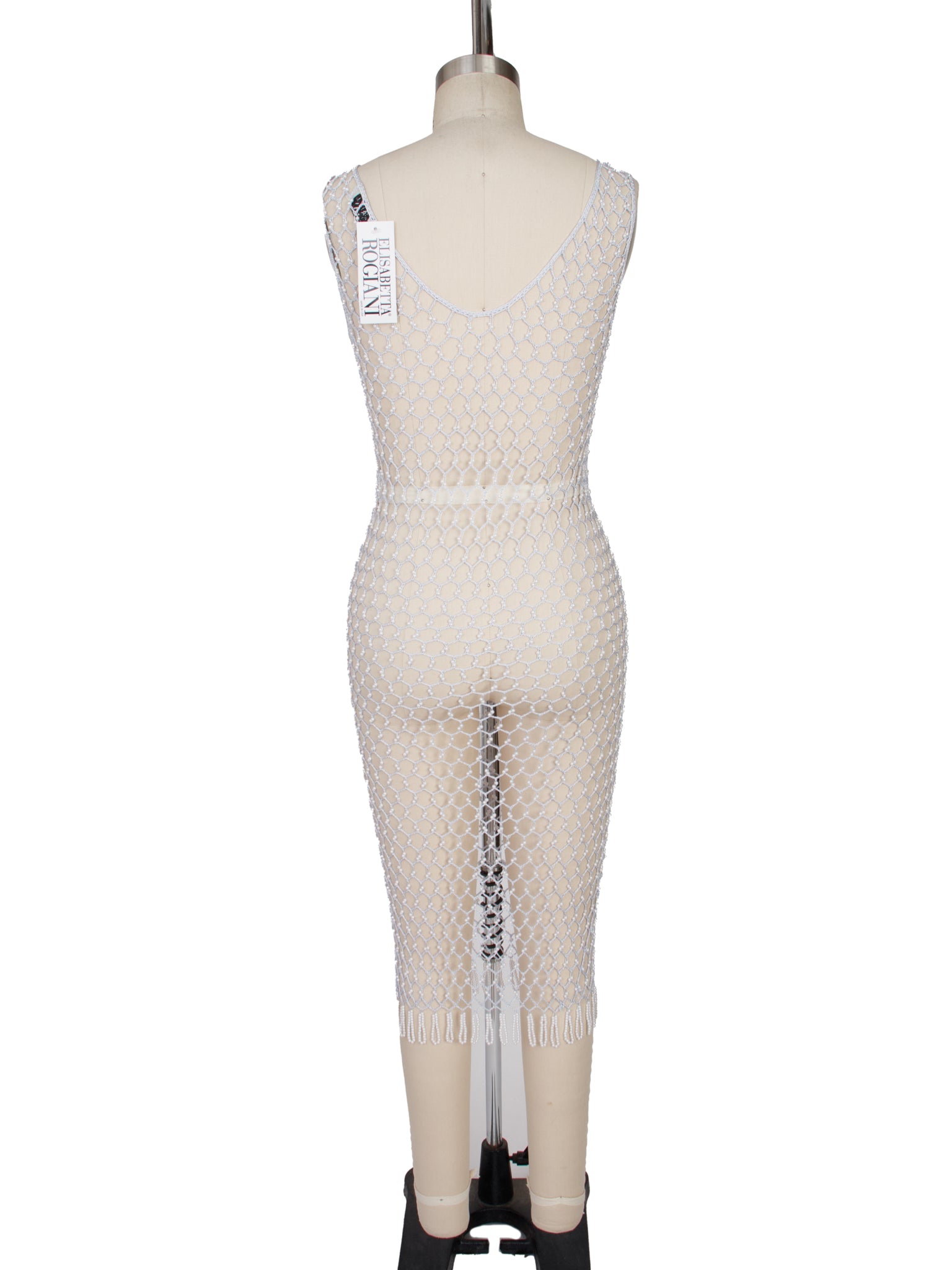 Elisabetta Rogiani Baby Blue Faux Pearl Crochet Dress