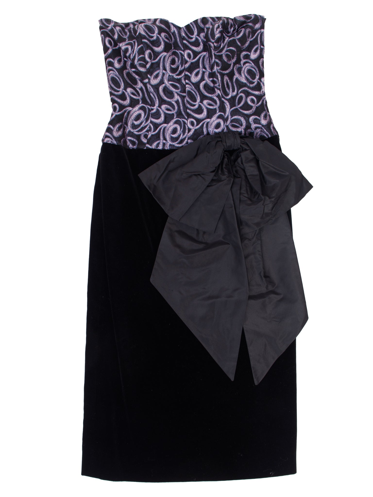 Guy Laroche Brocade Velvet & Tafetta Bow Party Dress