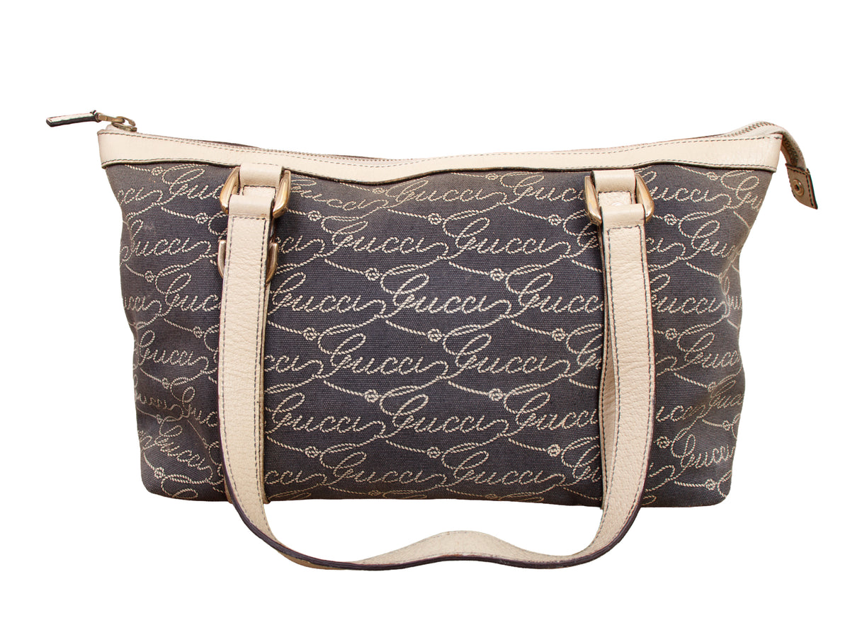 Gucci Abbey Canvas Logo Script Bag