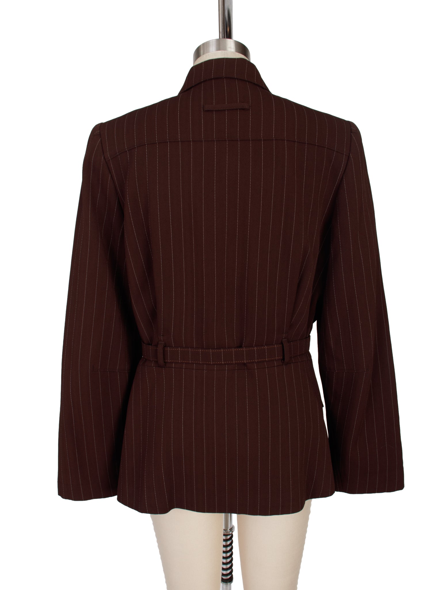 SS 1995 Jean Paul Gaultier Pinstripe Belted Jacket