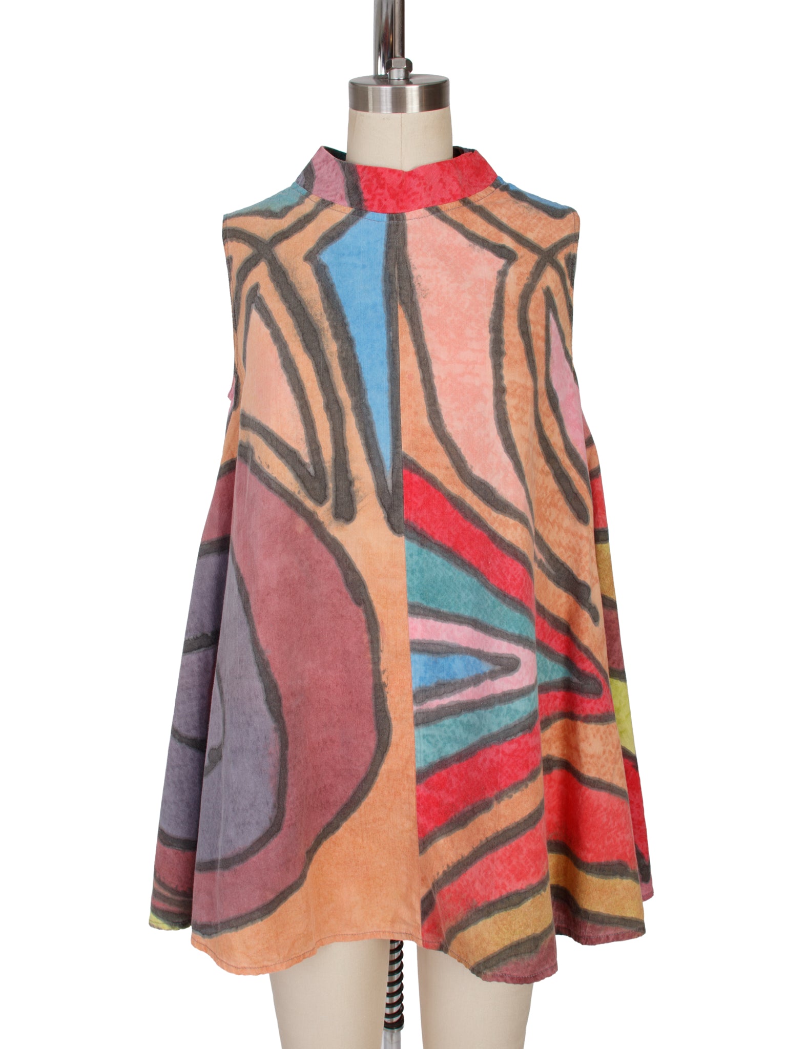 1980s Abstract Print Tent Blouse
