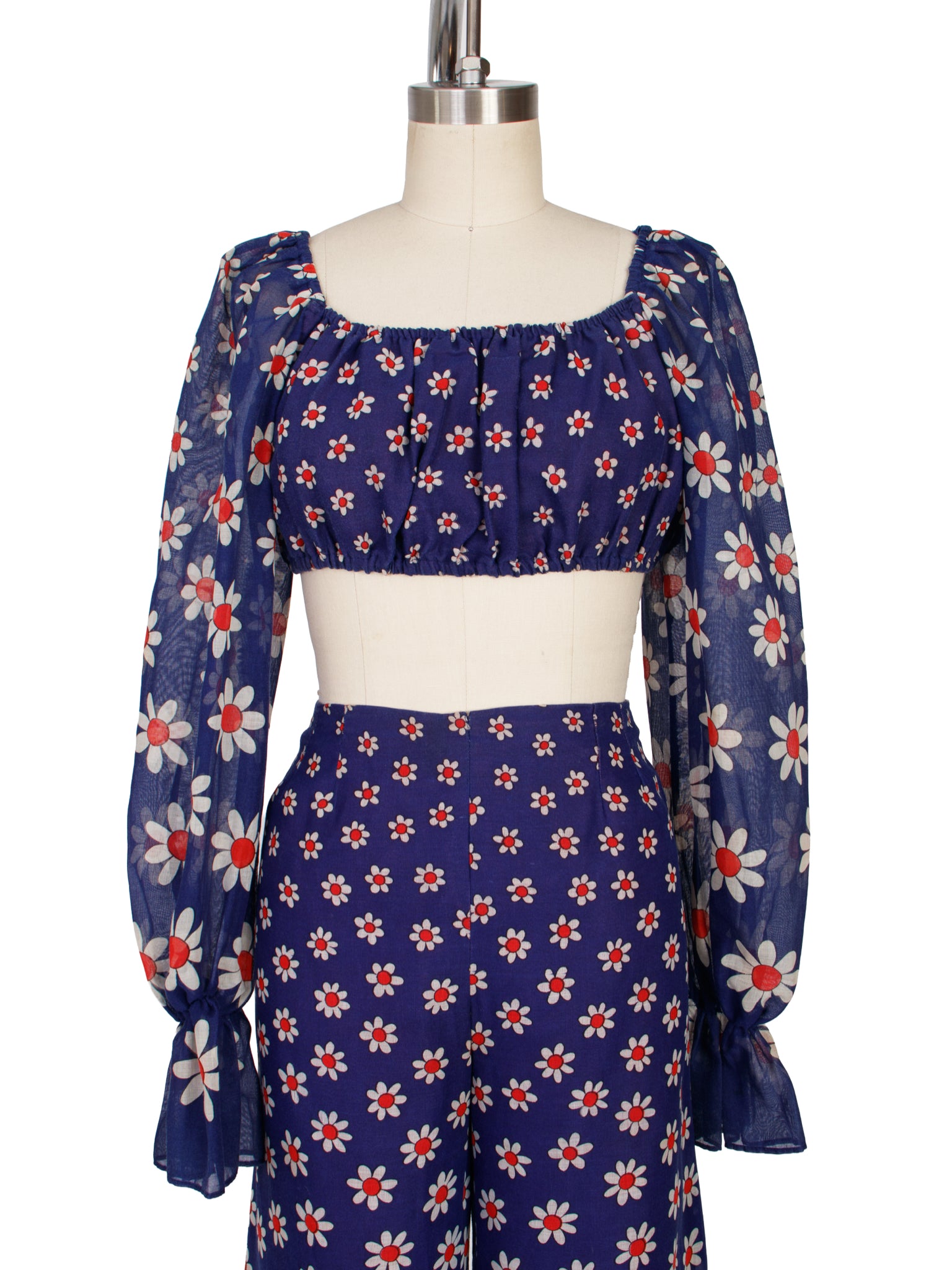 1970s Totique Daisy Print Pant Set