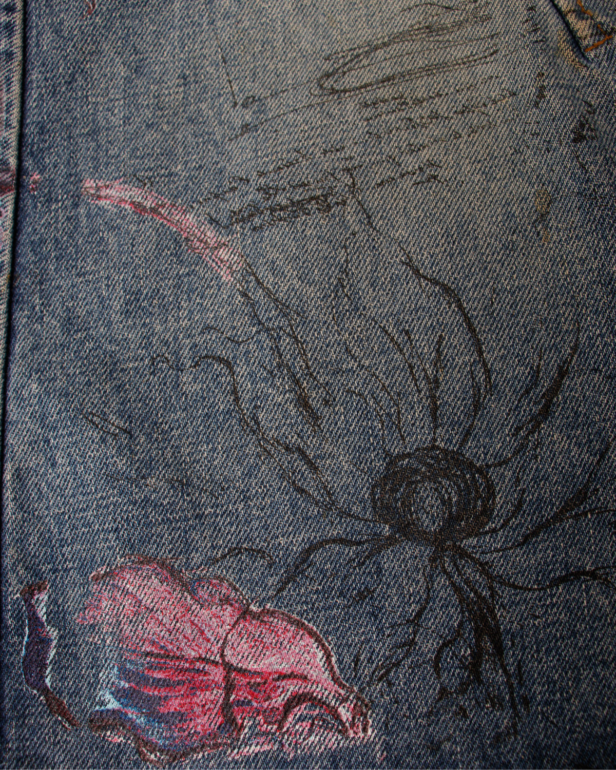 2000s Roberto Cavalli Denim Script Print Skirt