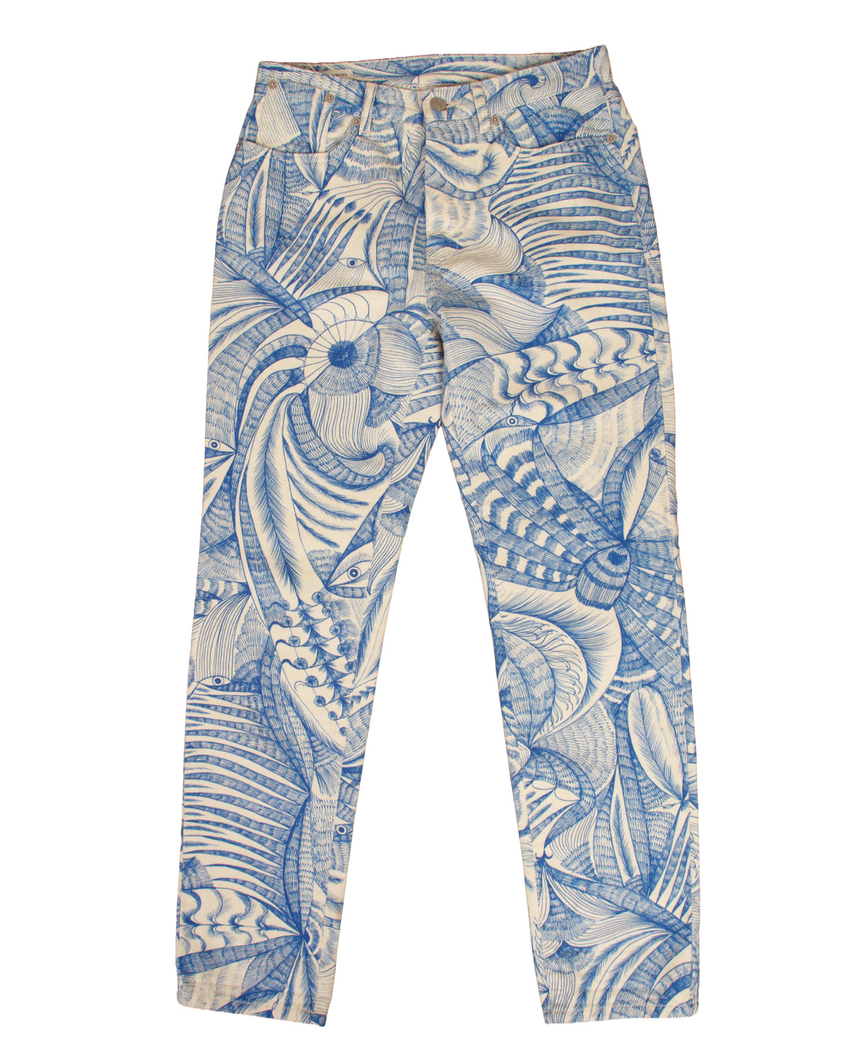 FW 2018 Dries Van Noten Pen Ink Print Jeans