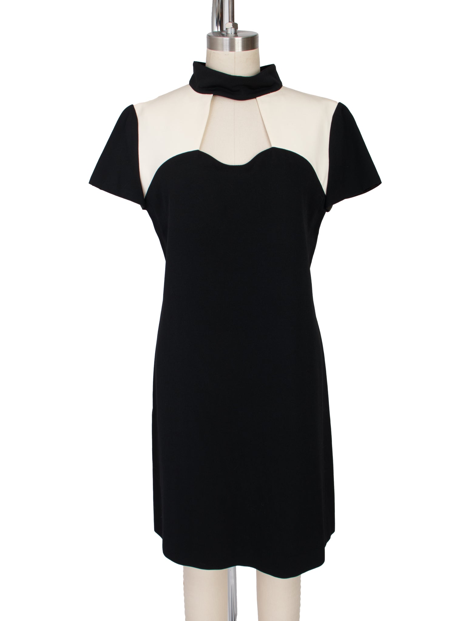 Courreges Wool Crepe Color Block Keyhole Mini Dress