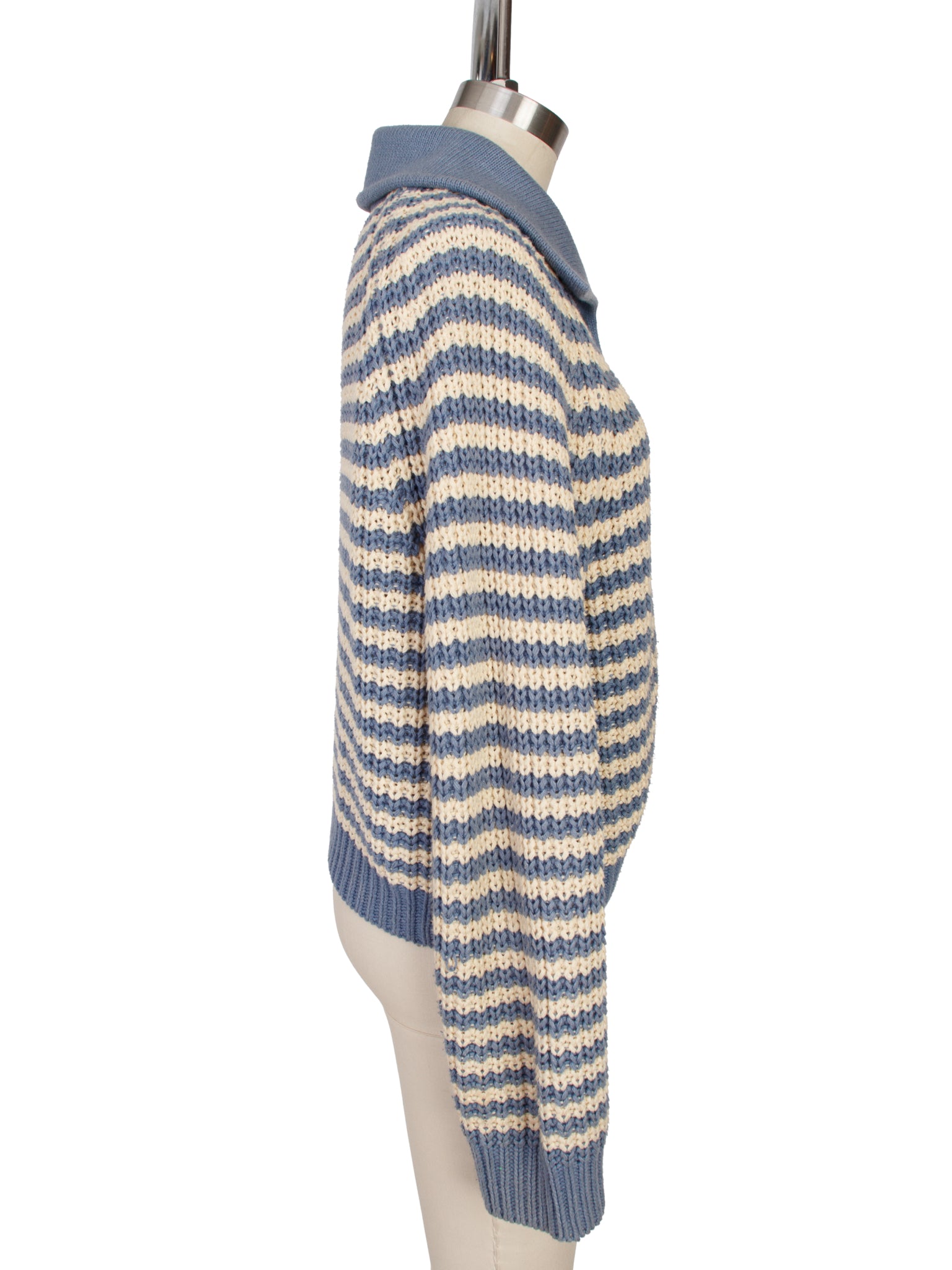 The Great  Spread Collar Crochet Striped Cardigan