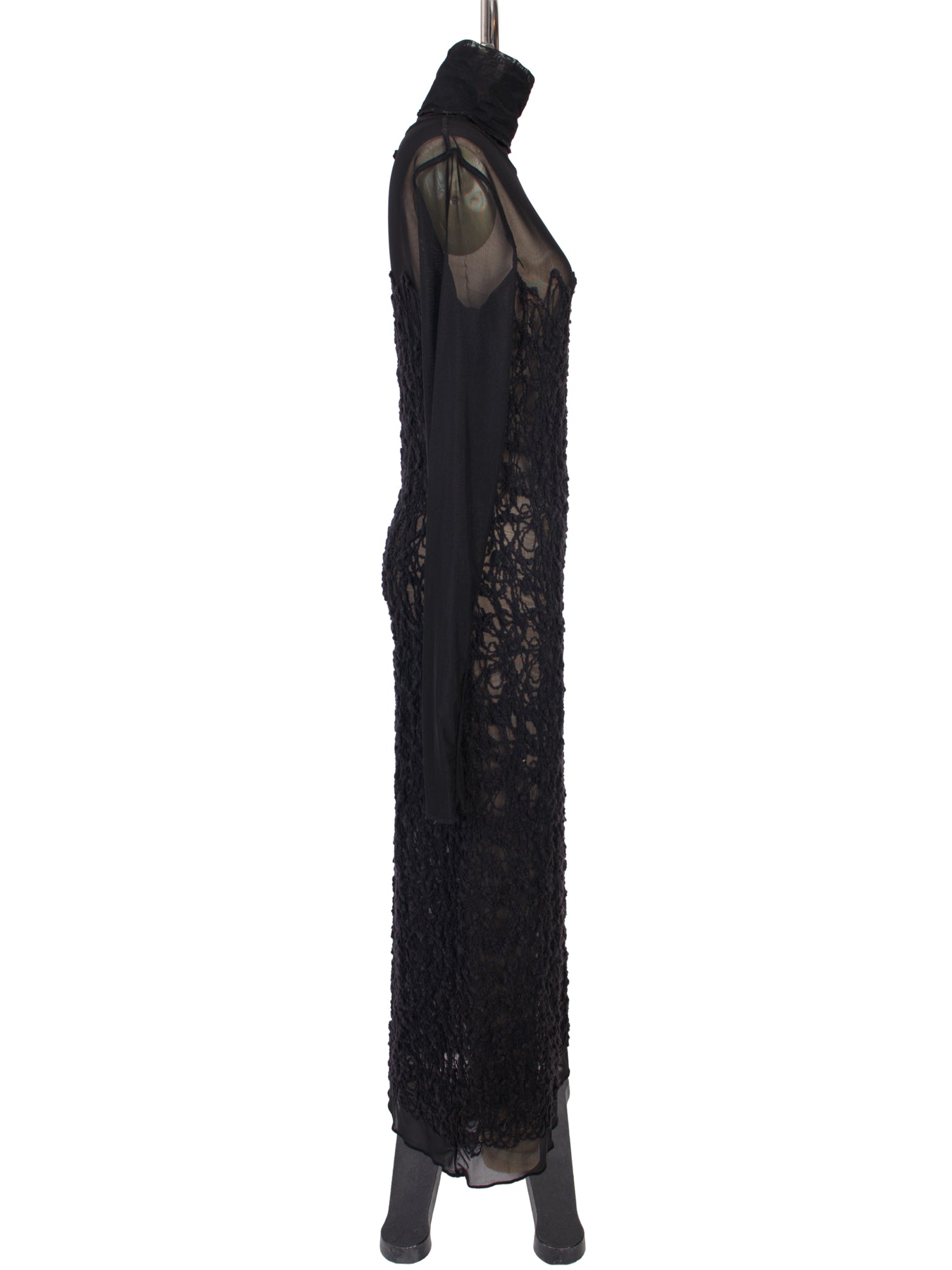 Jean Paul Gaultier Mesh & Wool Embroidered Dress