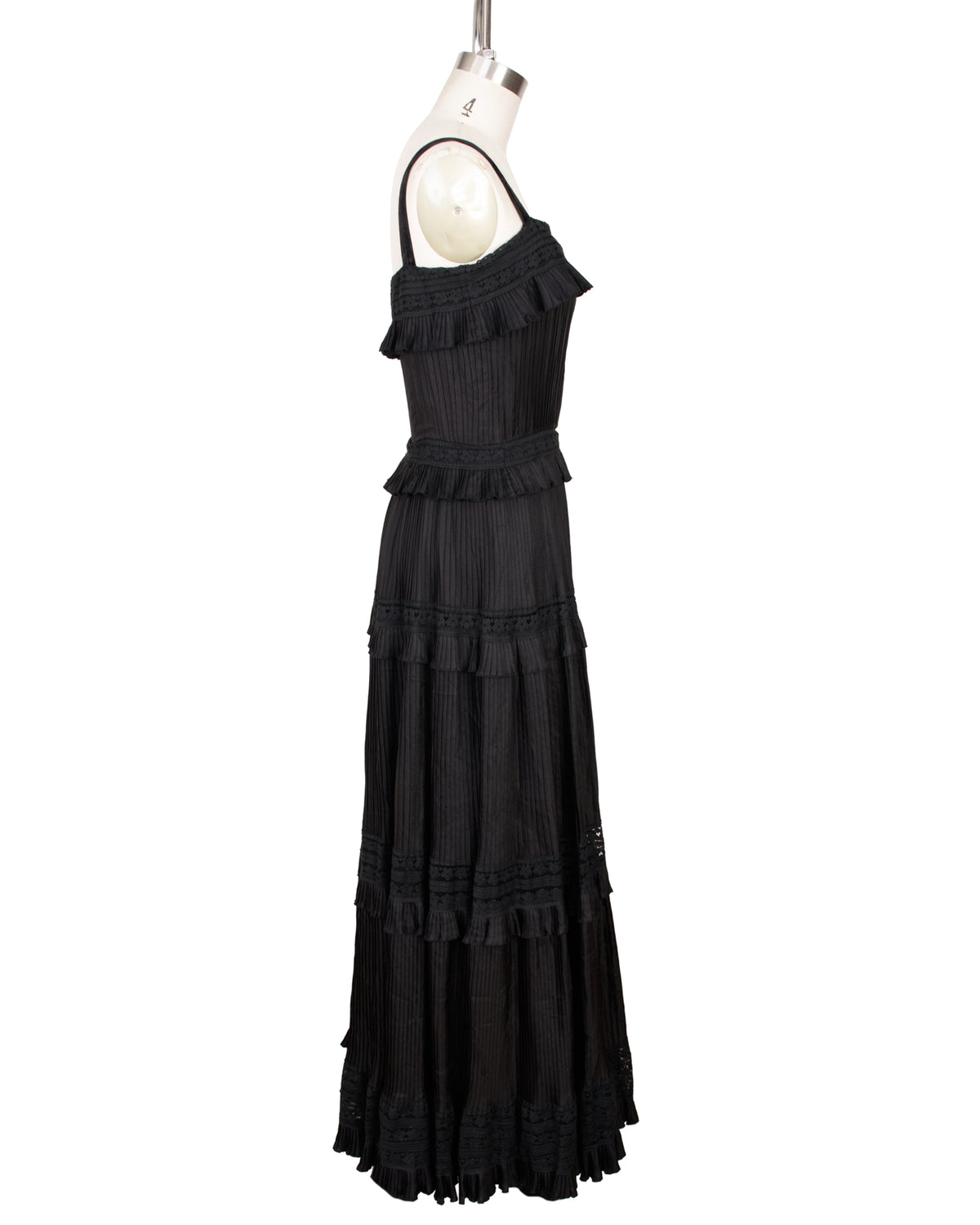 1940s Crepe De Chine Pleated Tiered Dress*
