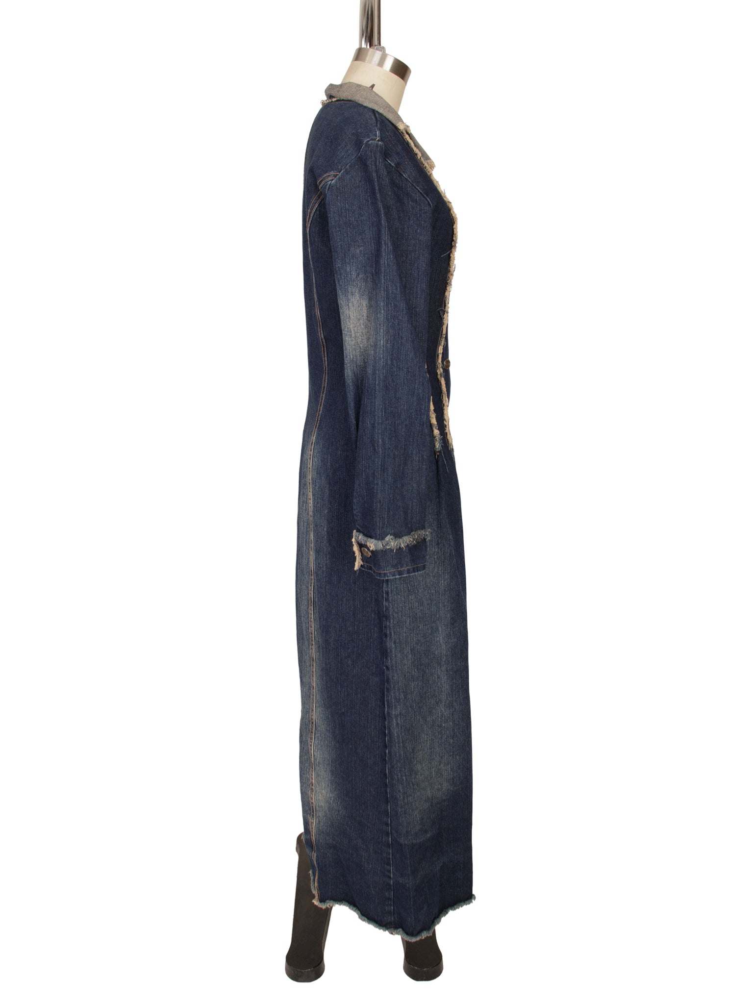 PSJ Raw-Edge Denim Dress Coat