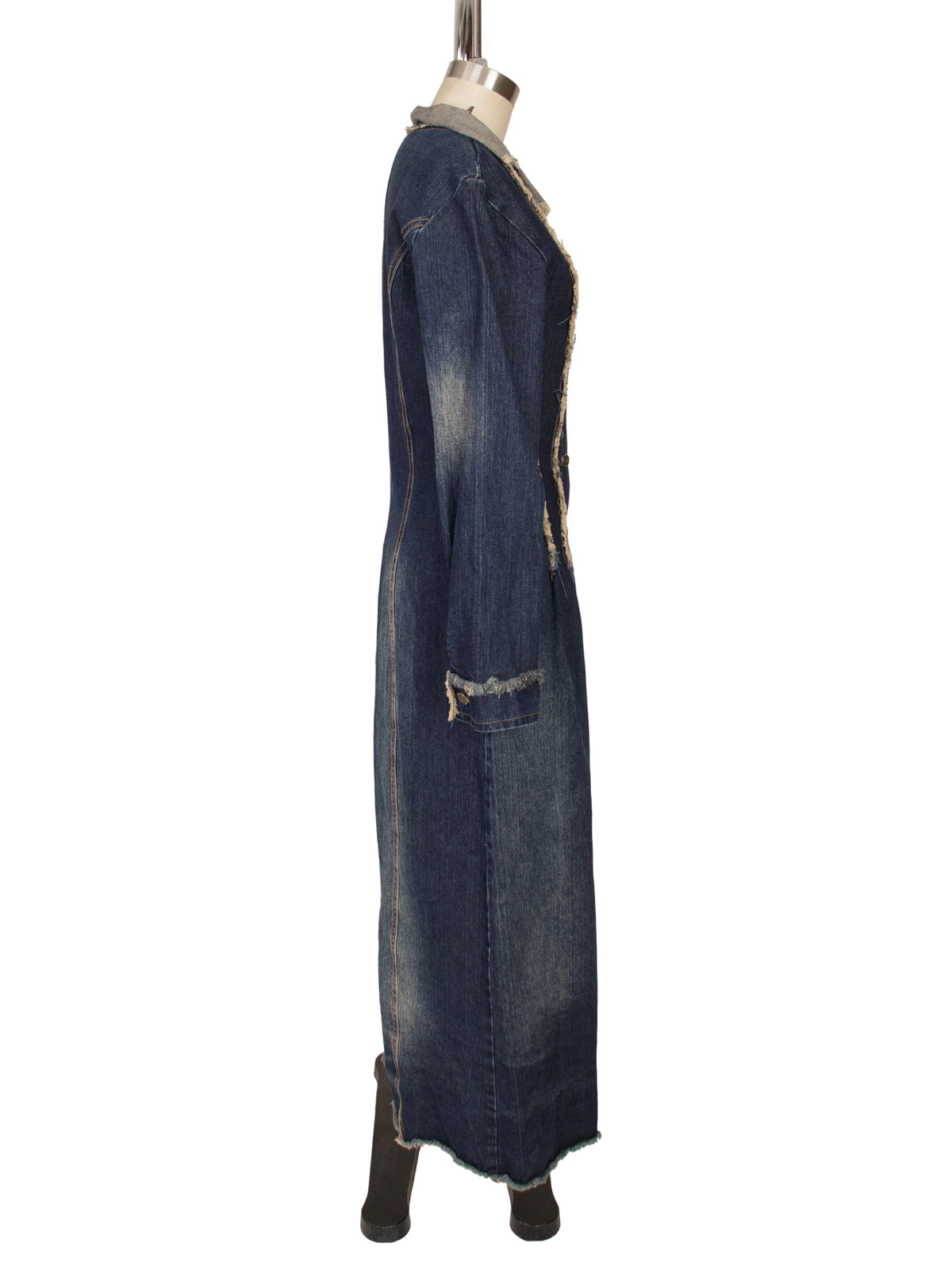 PSJ Raw-Edge Denim Dress Coat