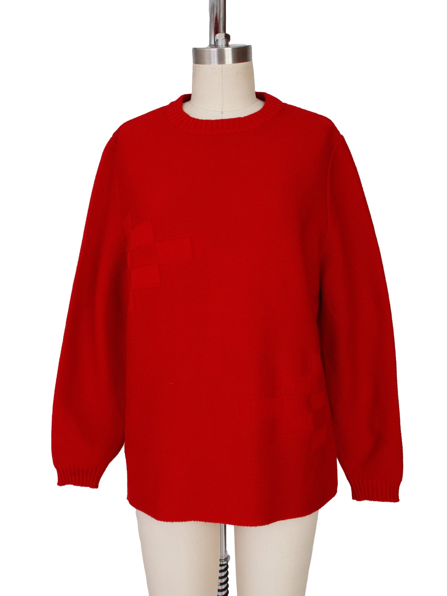 John Galliano Cotton Knit & Check Detail Sweater