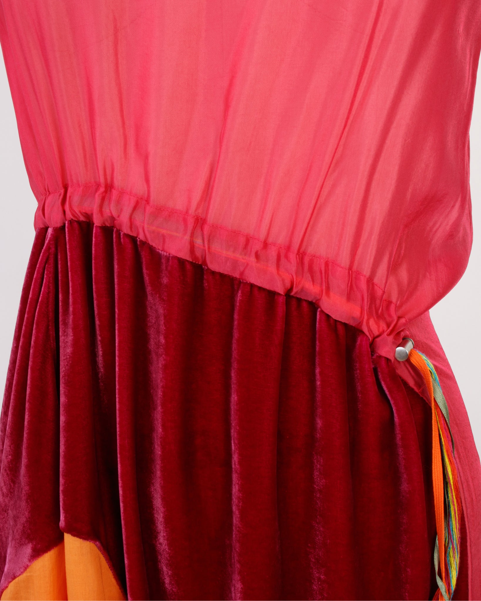 Marithe Francois Girbaud Velvet & Organza Embroidered Dress