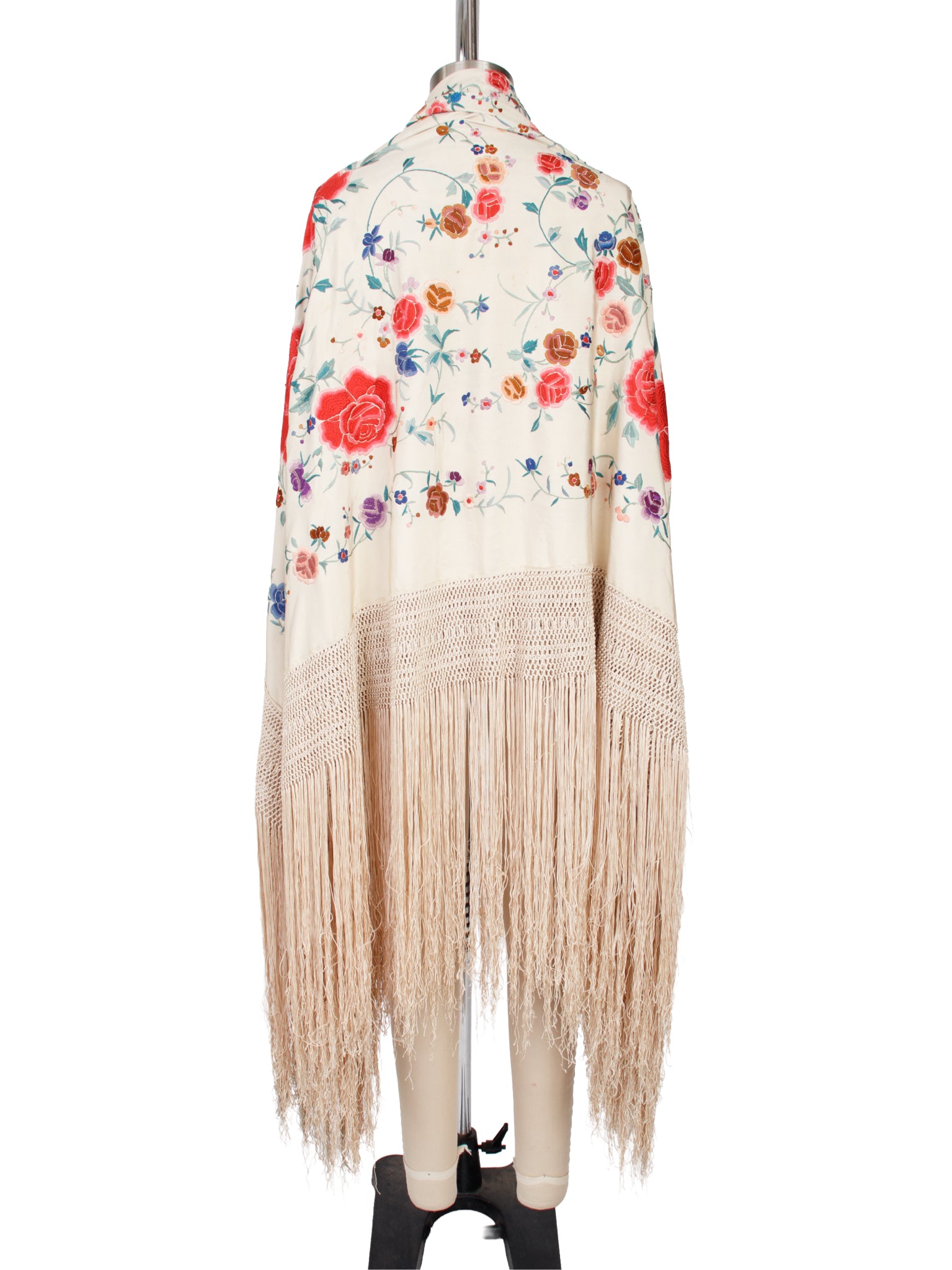 Silk Floral Embroidered Piano Shawl