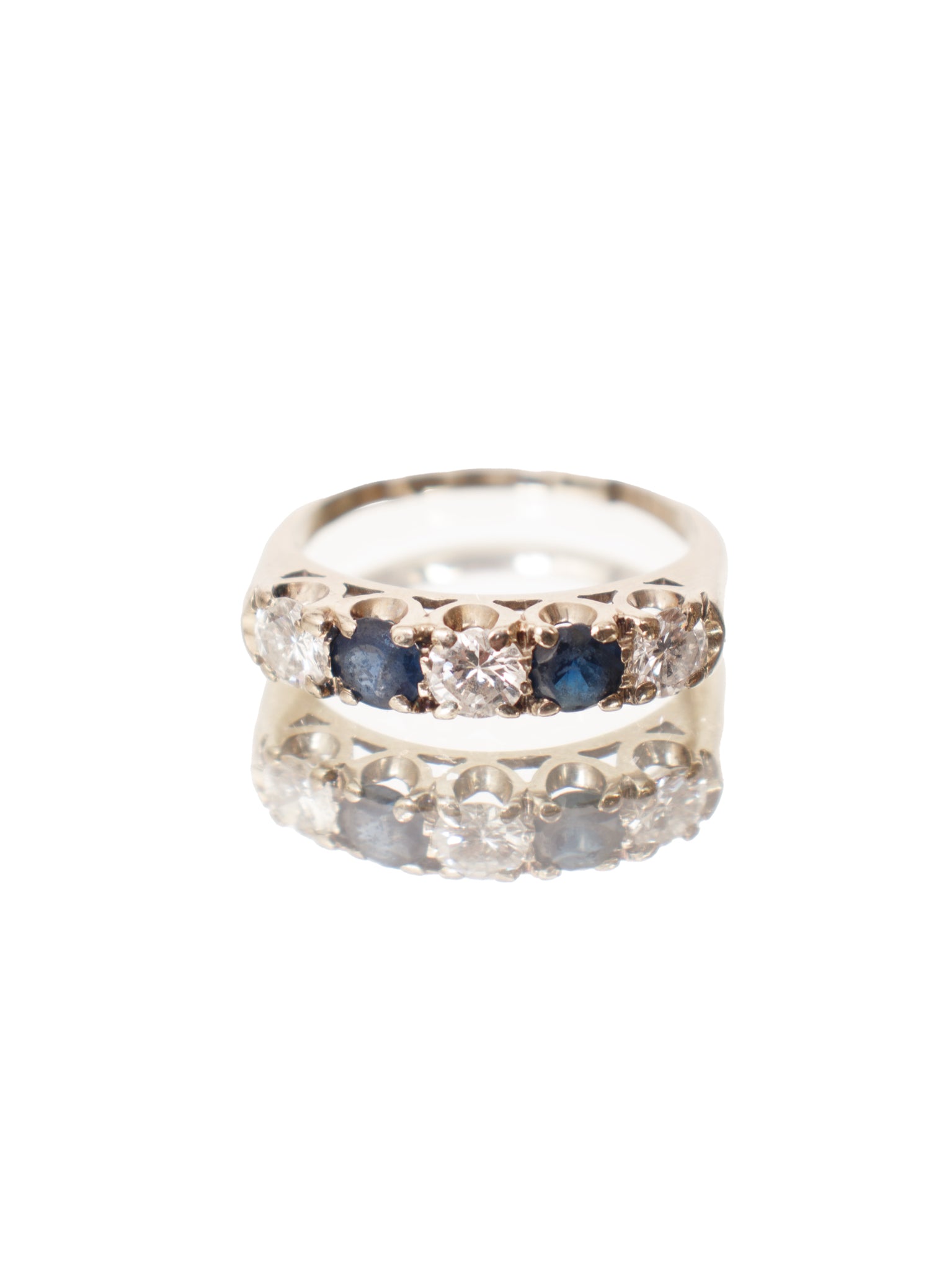 14K Sapphire & Diamond Prong Set Ring