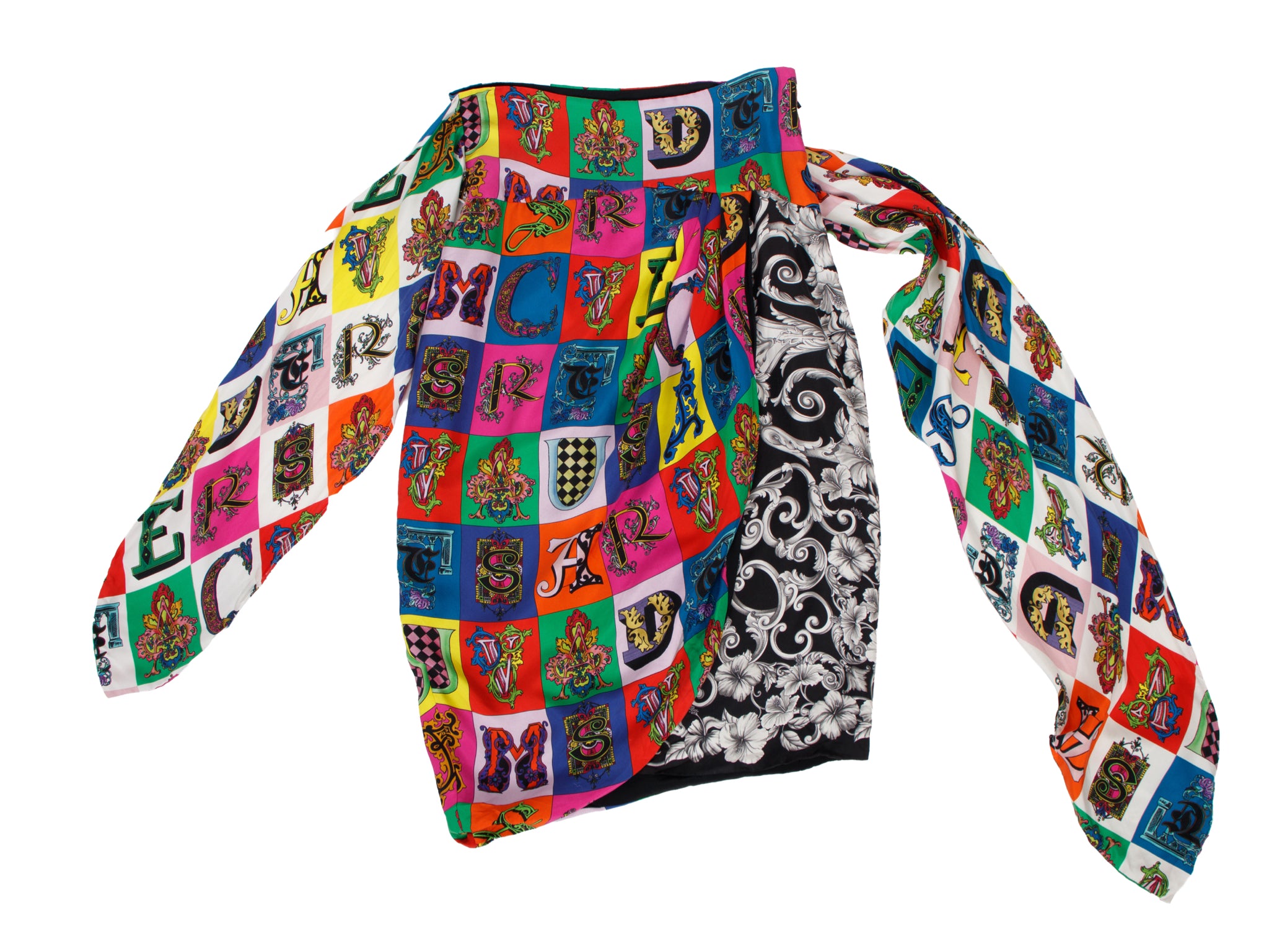 Versace Silk Baroque Alphabet Skirt