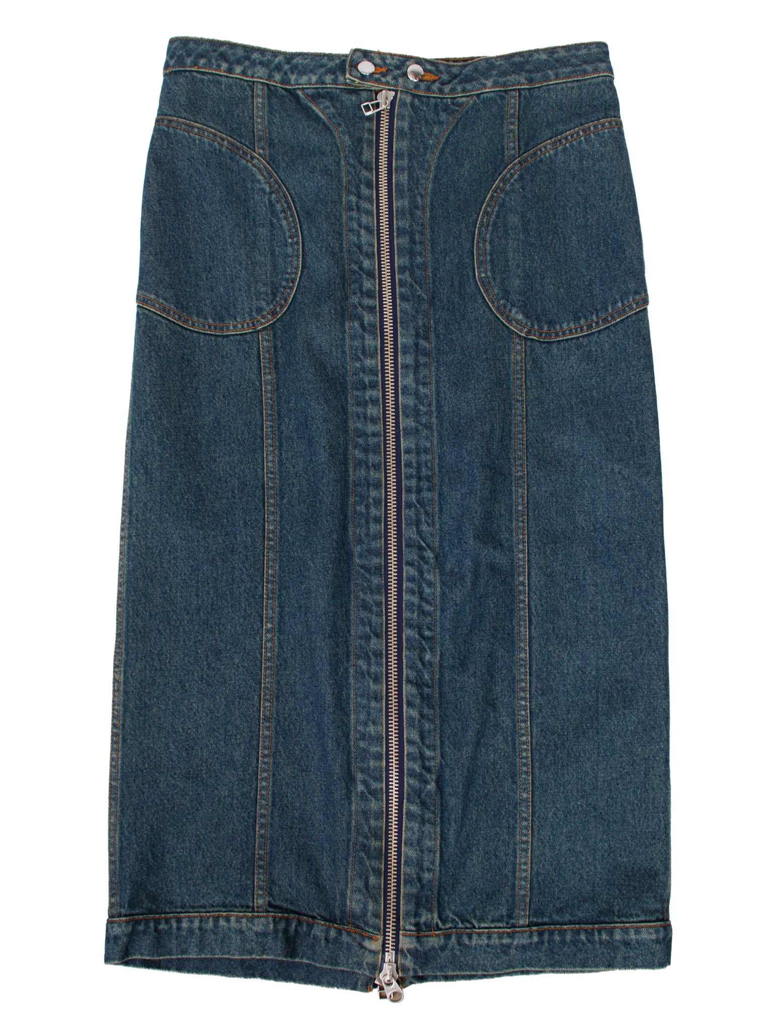 Eckhaus Latta Denim Zip Midi Skirt