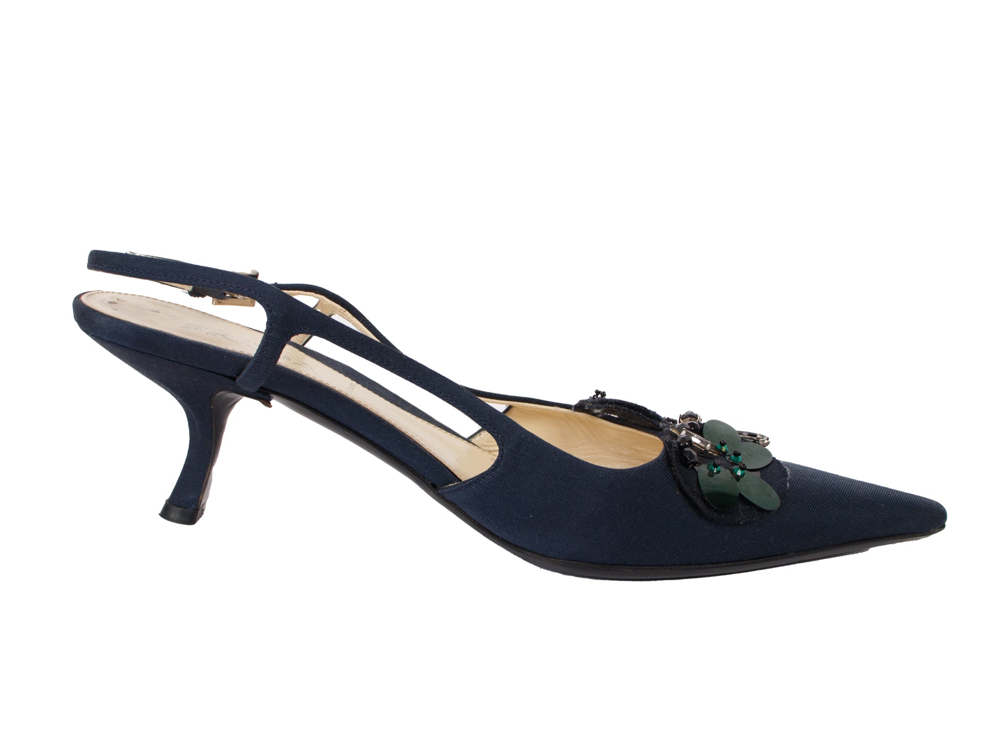 Prada Floral Embellished Slingbacks