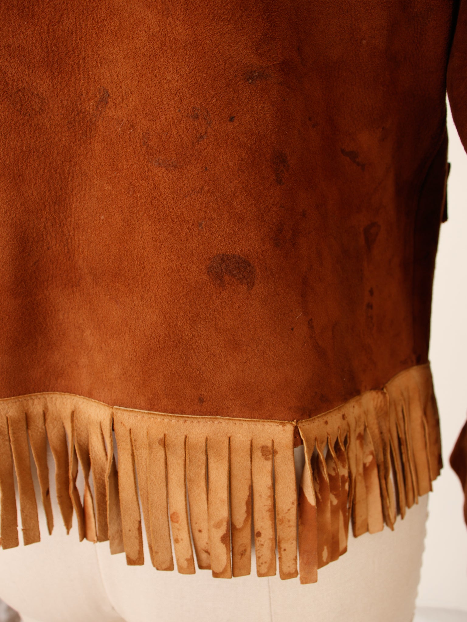 Suede & Cow Patch Fringe Jacket