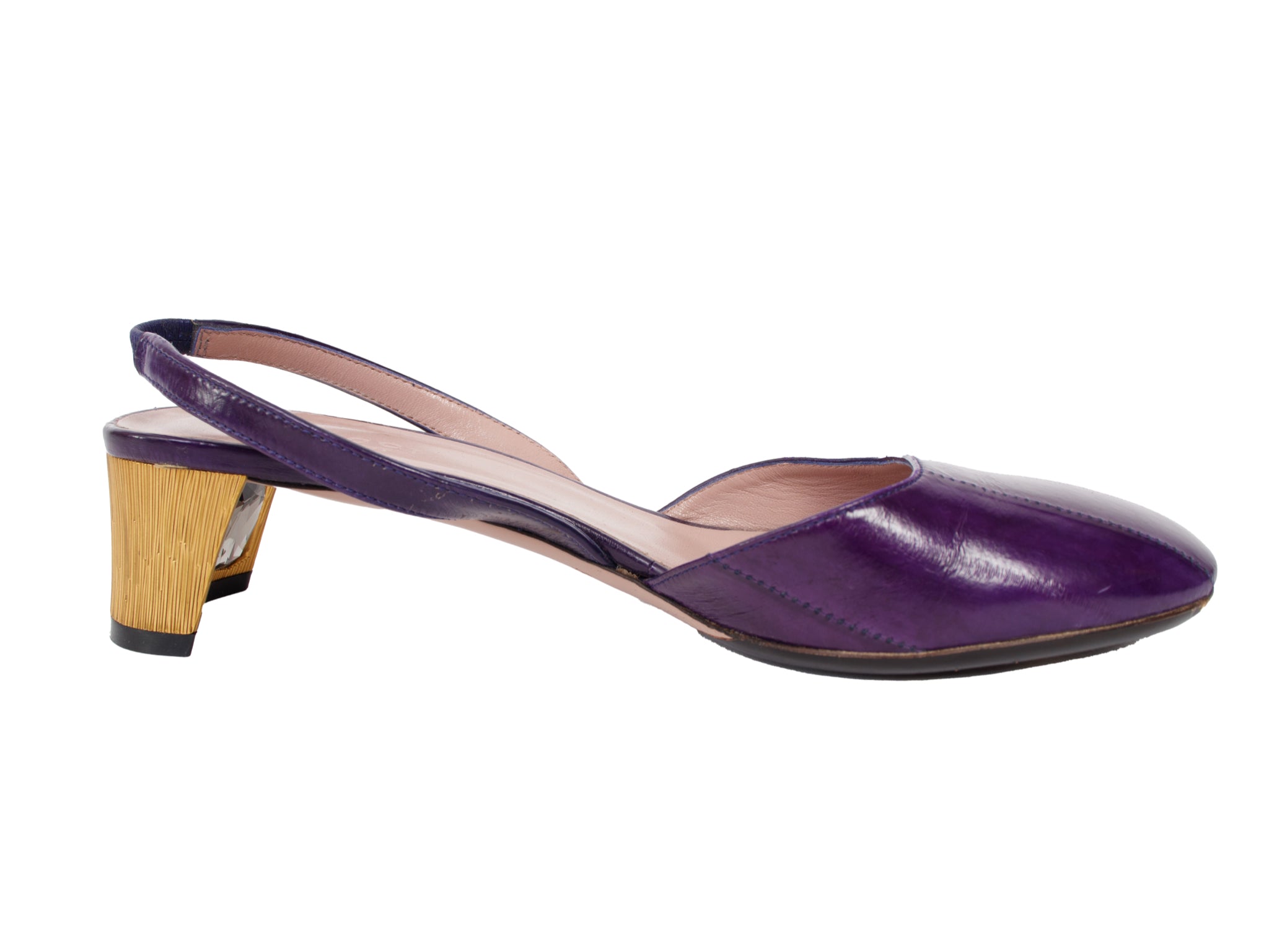 Gucci Eel Skin Embellished Slingbacks