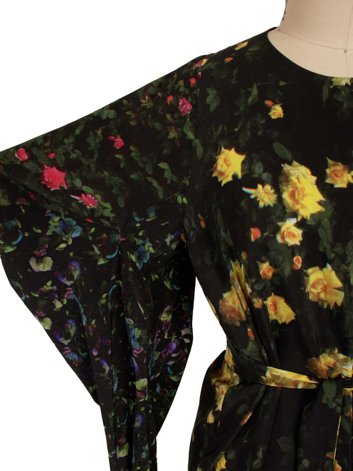 Anntian Silk Floral Bishop Sleeve Dress