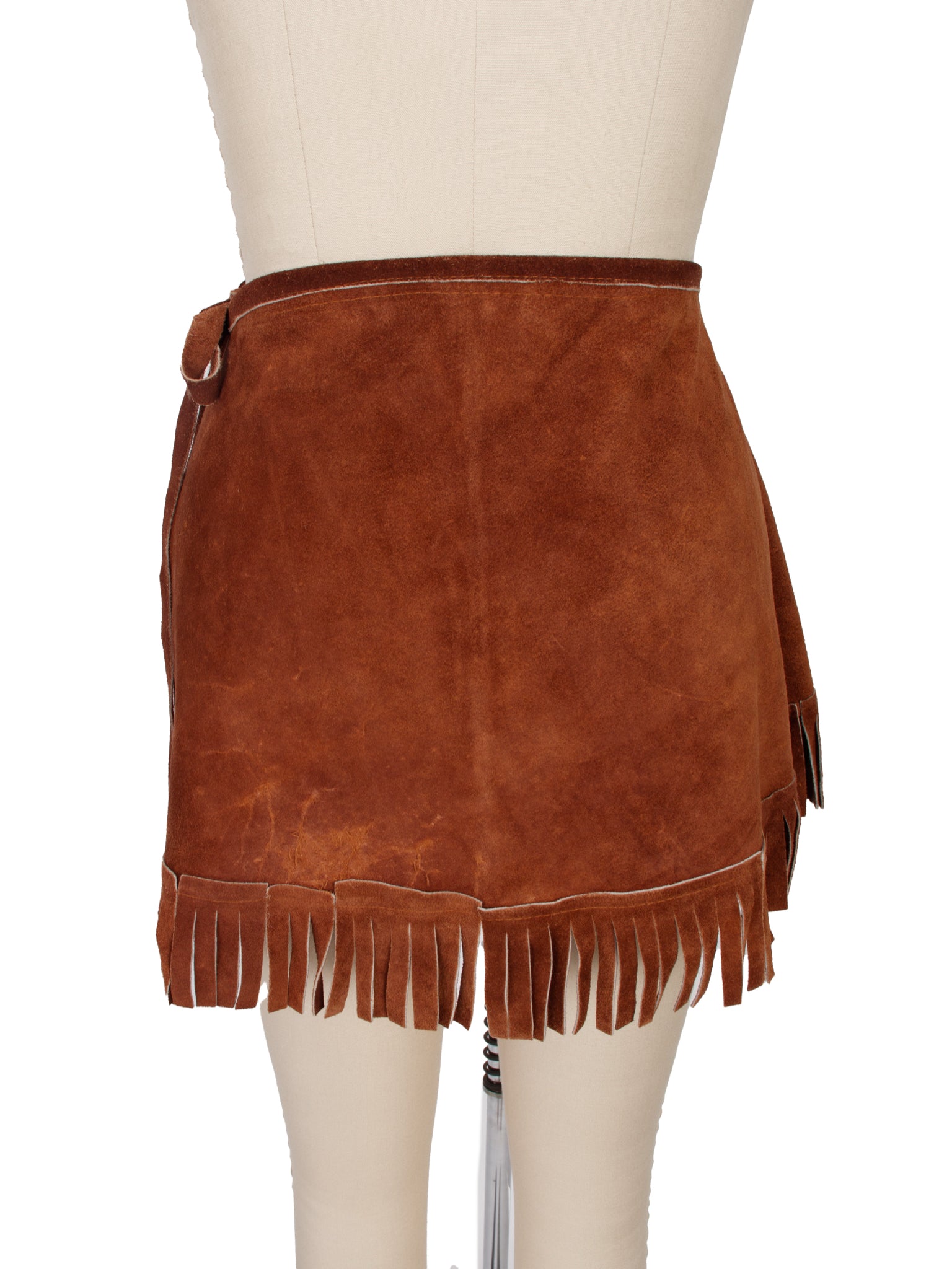 1970s Suede Fringe Trim Vest & Skirt Set
