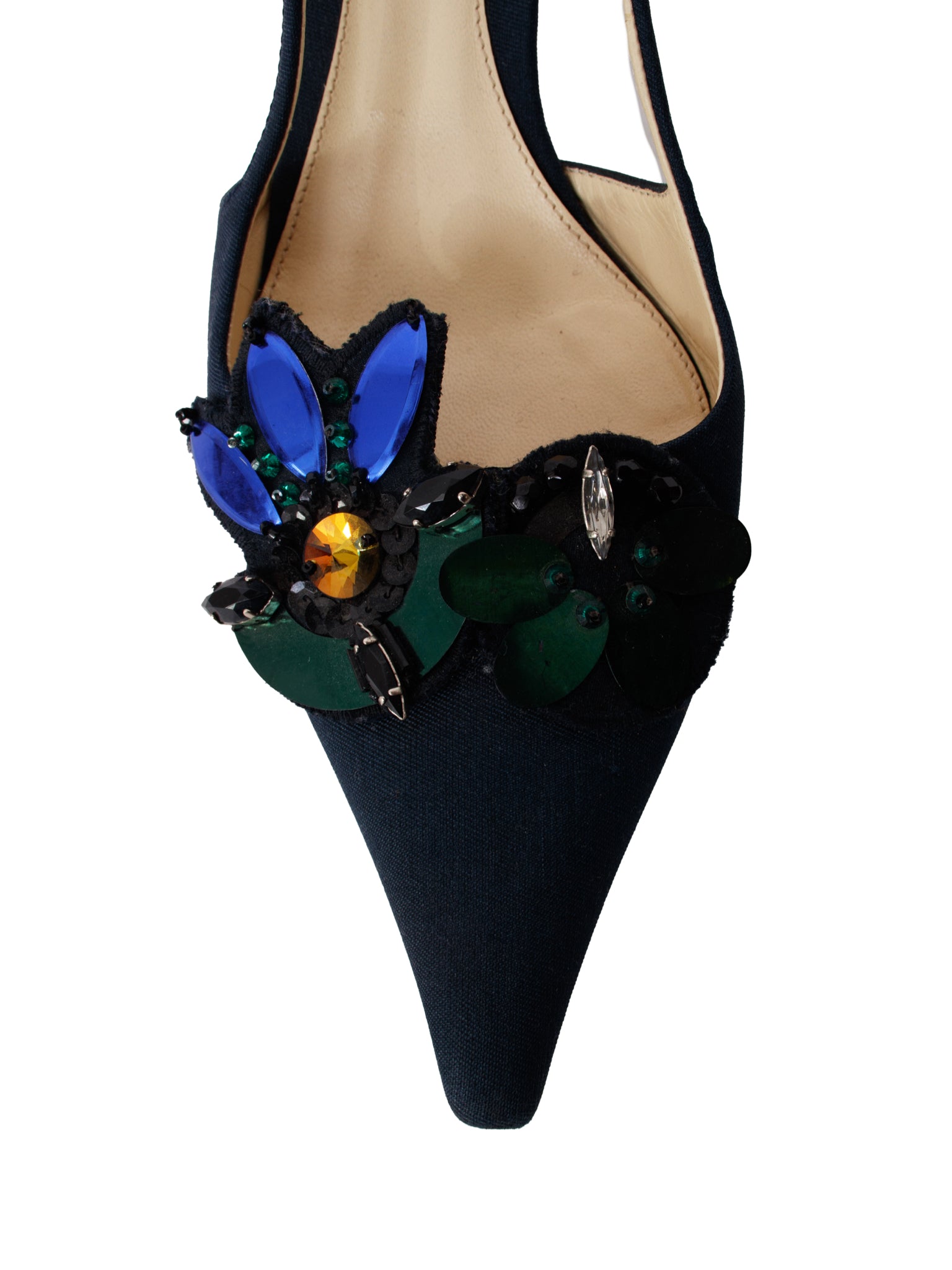 Prada Floral Embellished Slingbacks