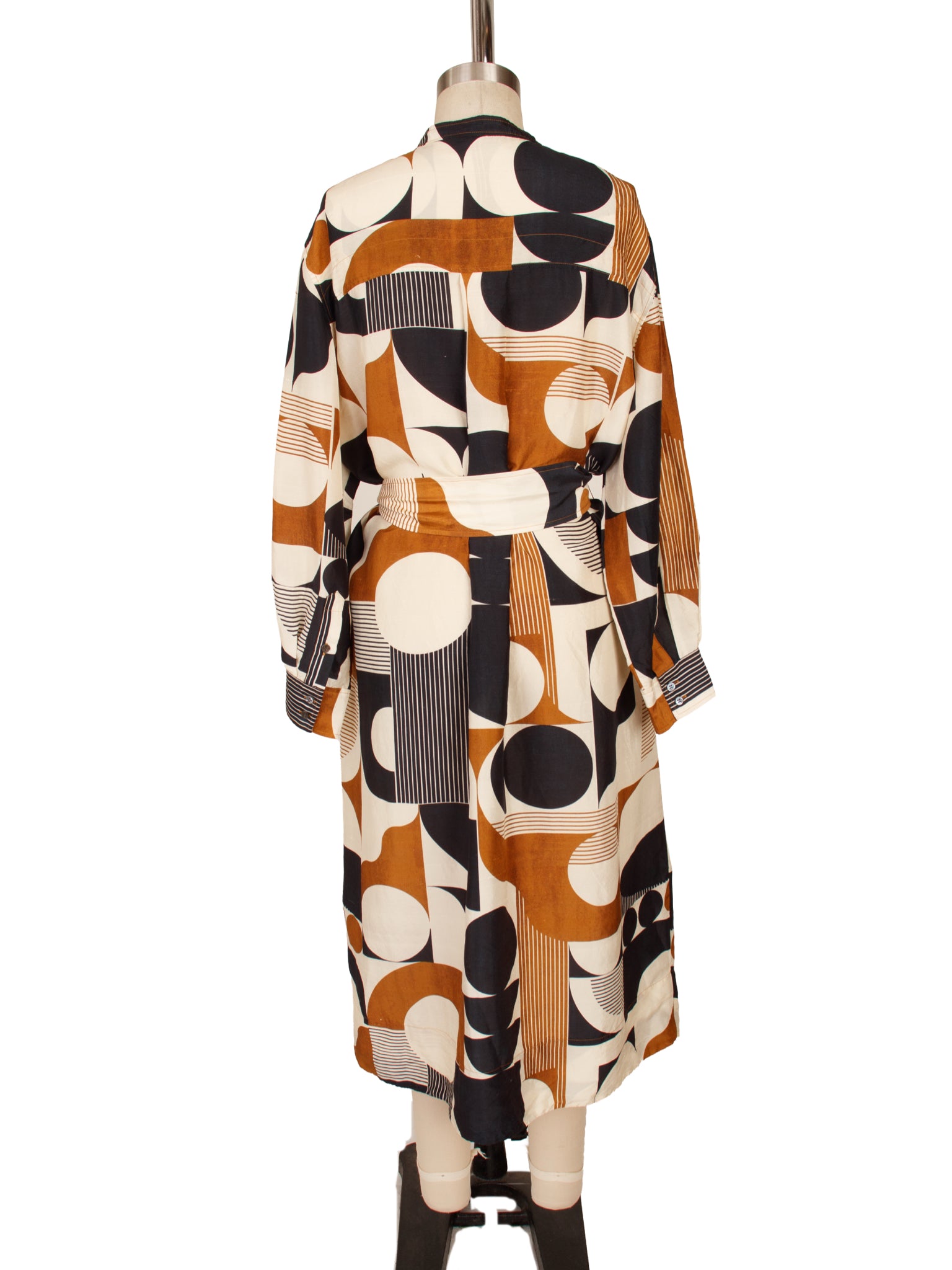 Soeur Silk Graphic Print Belted Dress