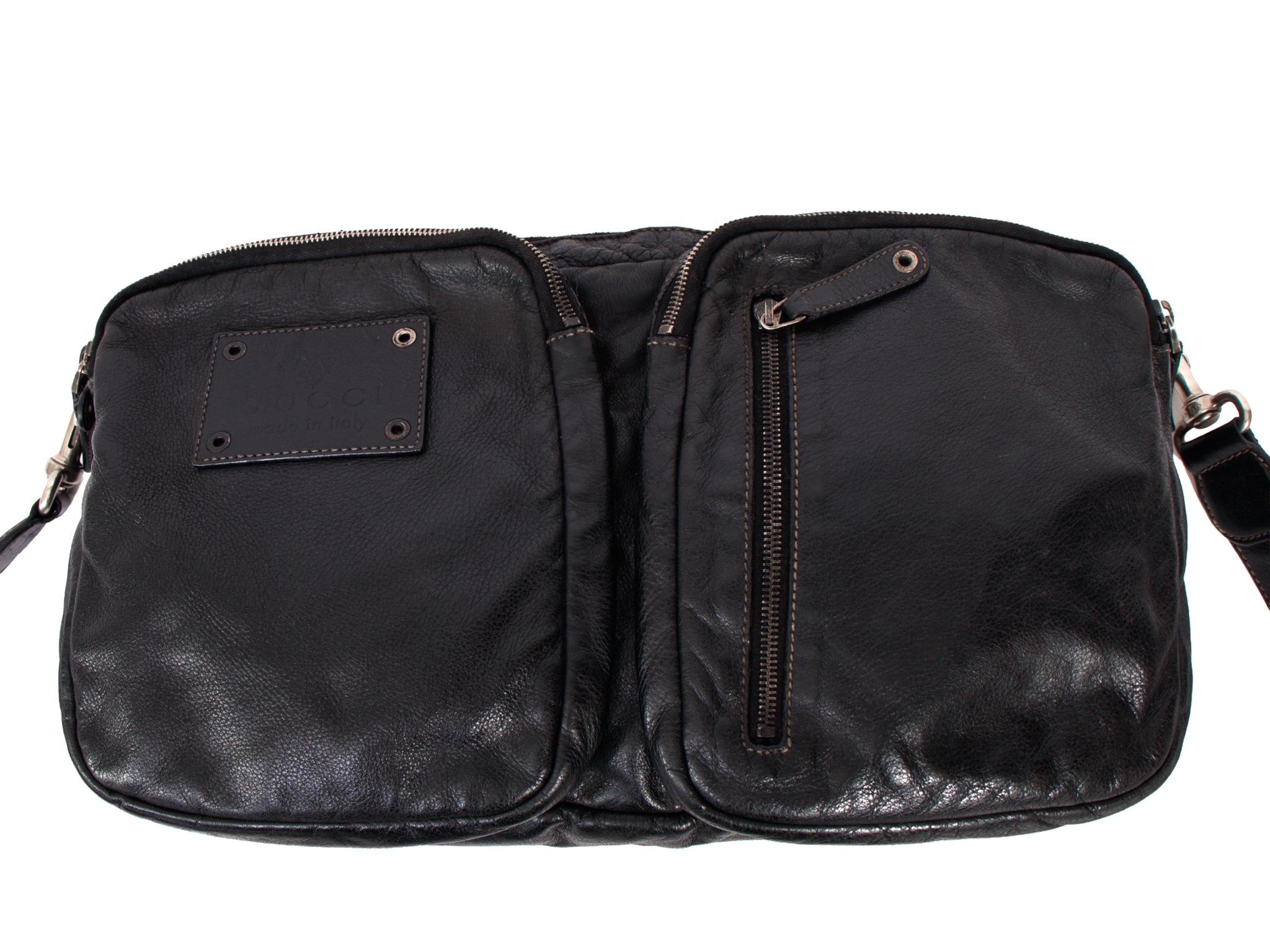 Gucci Black Leather Multi-Pocket Shoulder Bag