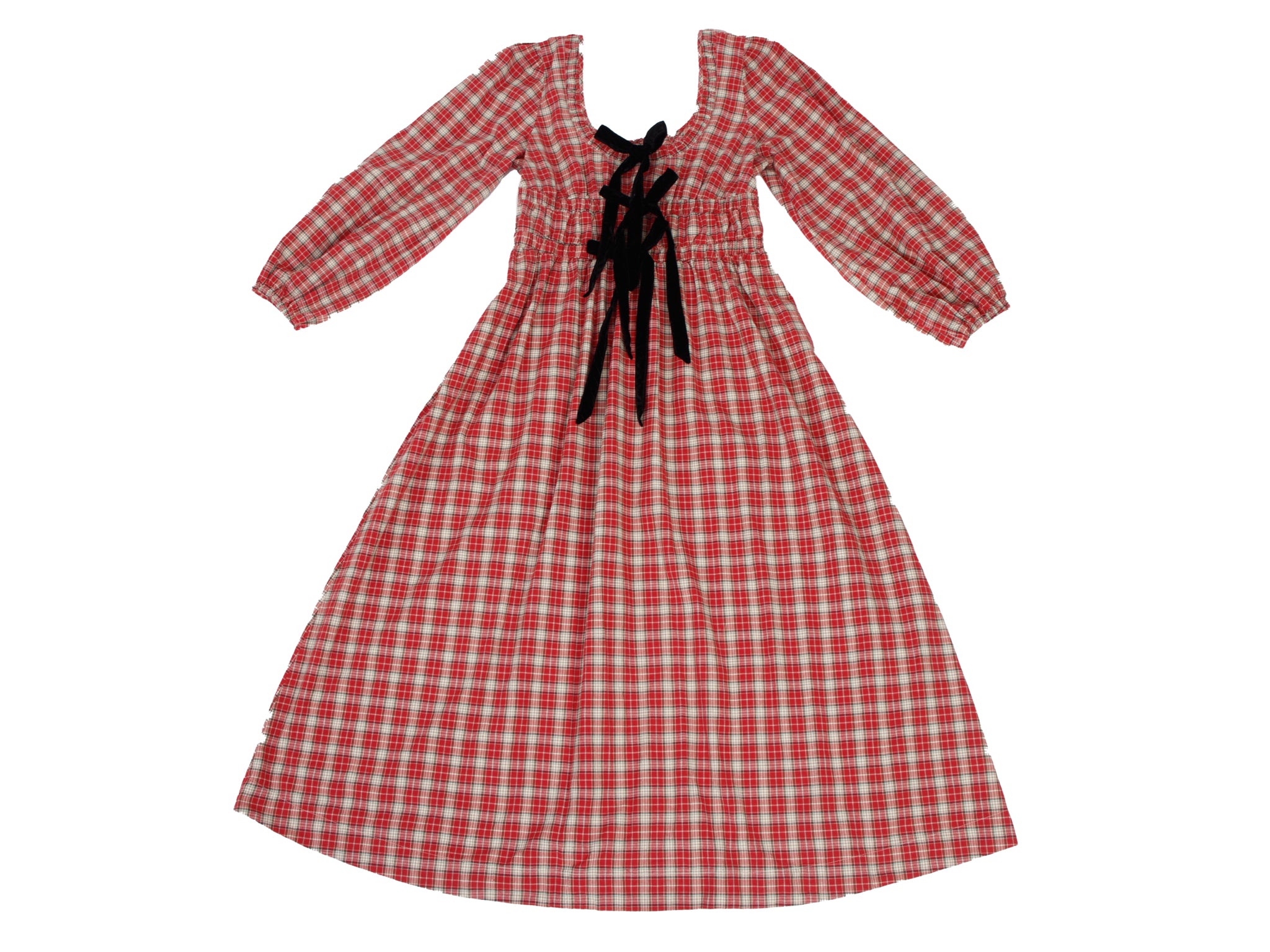 Damson Madder Plaid Velvet Bow Dress