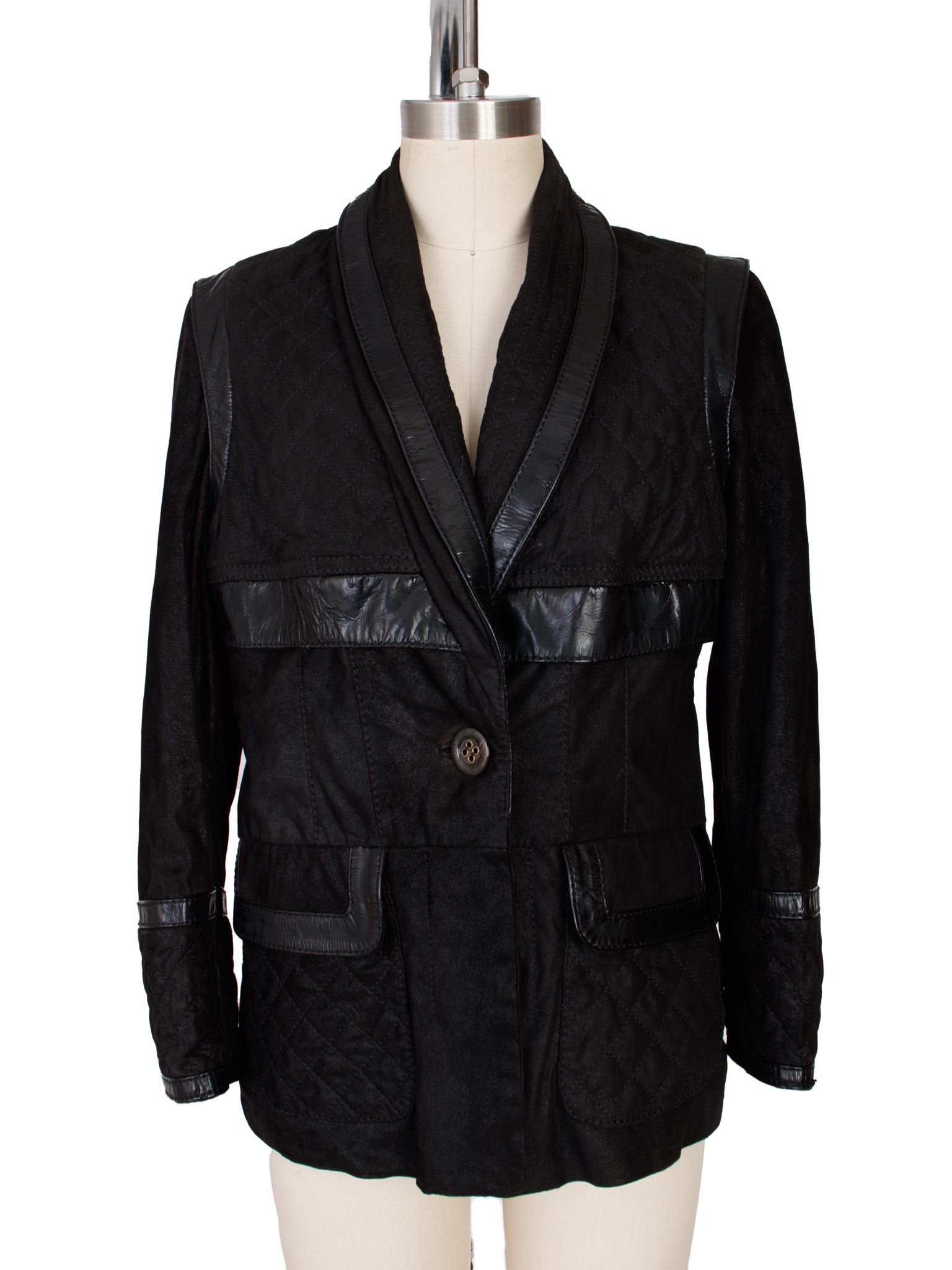 Just Cavalli Suede Quilted & Patent Leather Trim Jacket