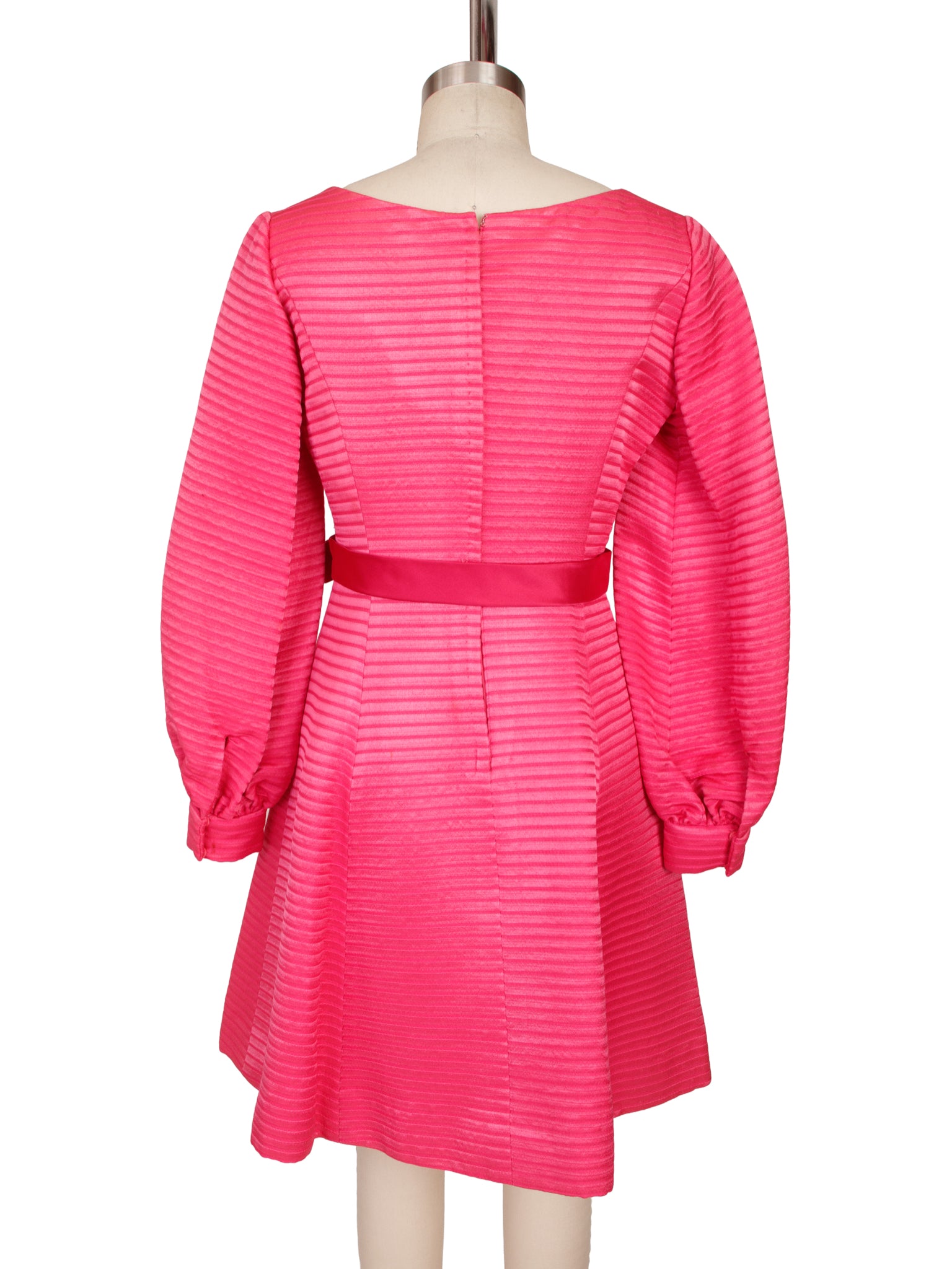 1960s Jon Mandl Richard Tam Pink Jacquard Stripe Dress